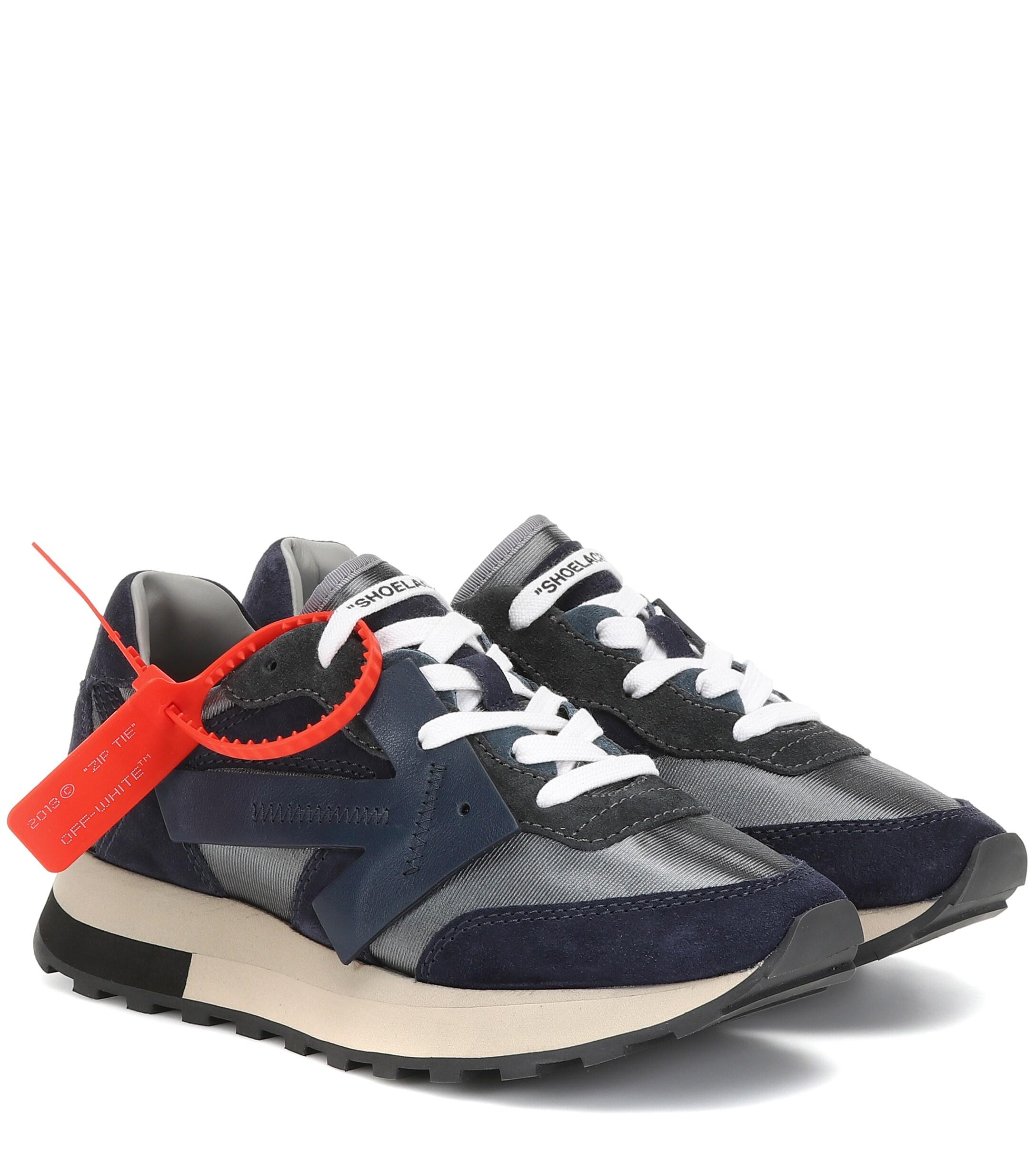 Off-White c/o Virgil Abloh Runner Suede Sneakers in Blue - Lyst