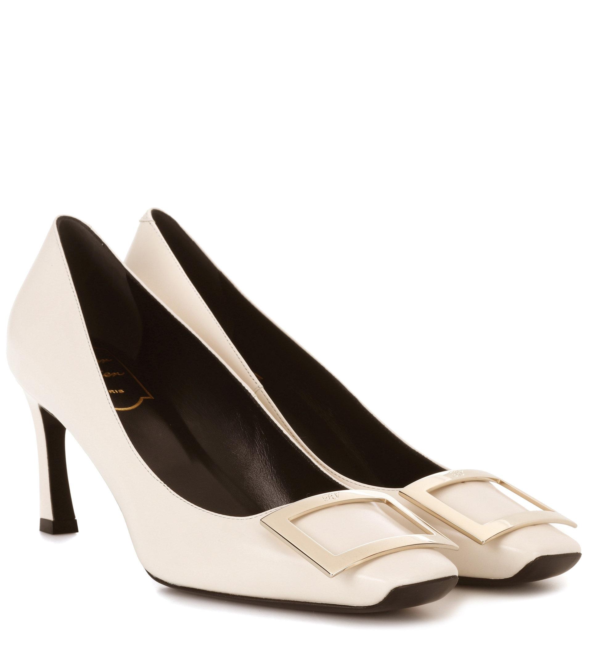 Roger vivier Belle Vivier Trompette Leather Pumps in White | Lyst