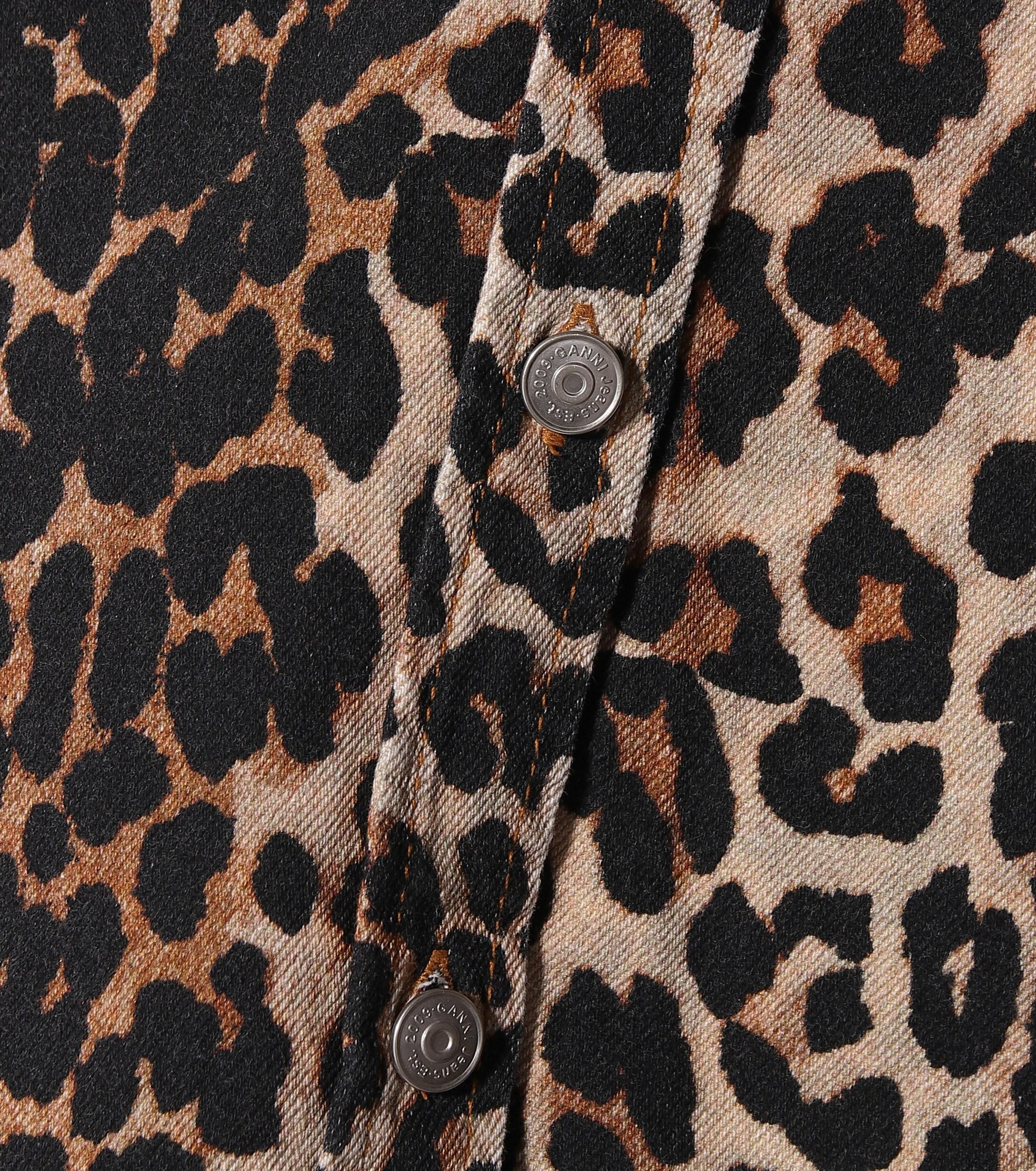 Ganni Leopard-print Denim Shirt - Lyst
