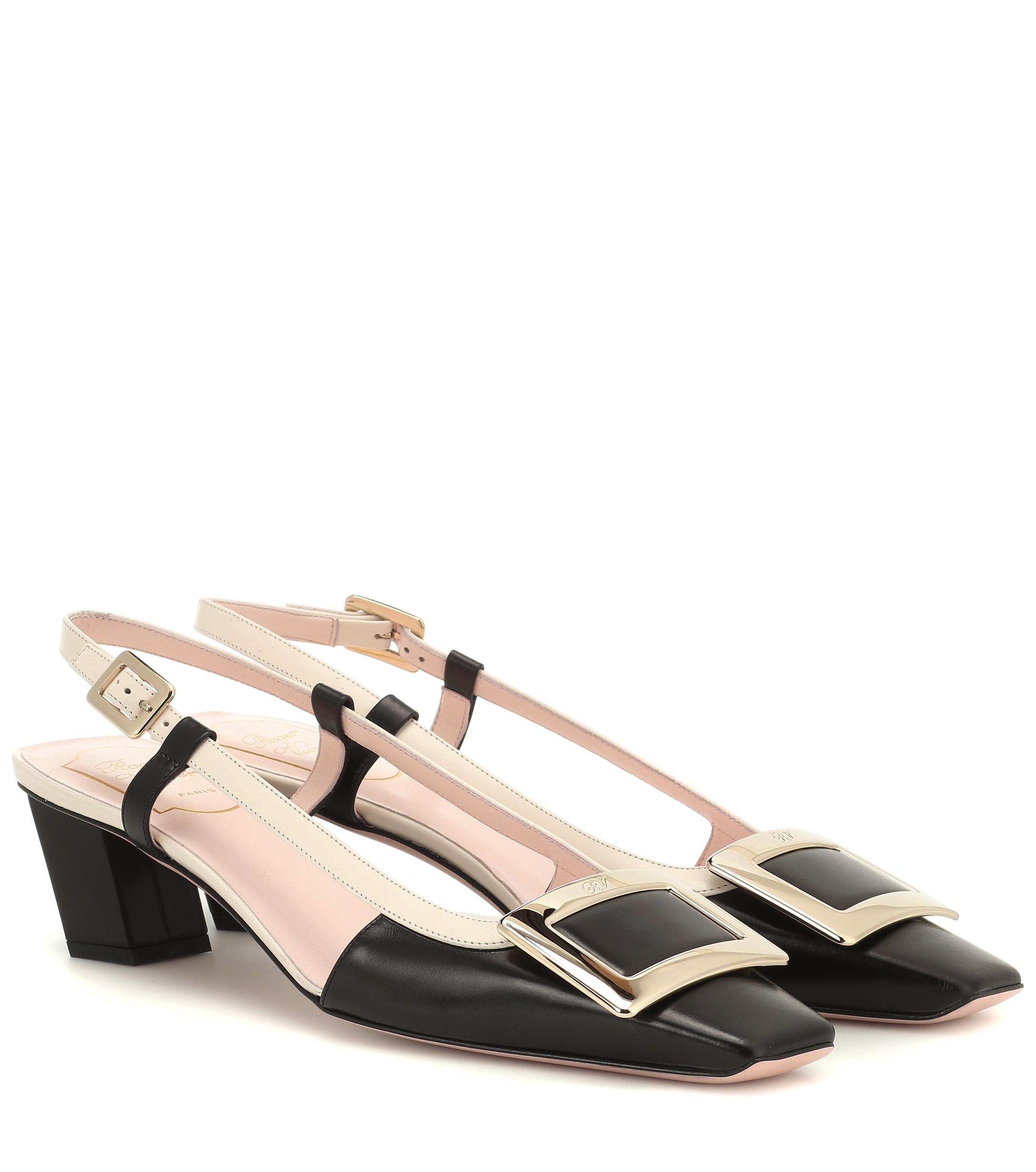 Roger Vivier Belle Vivier Leather Slingback Pumps in Black - Lyst