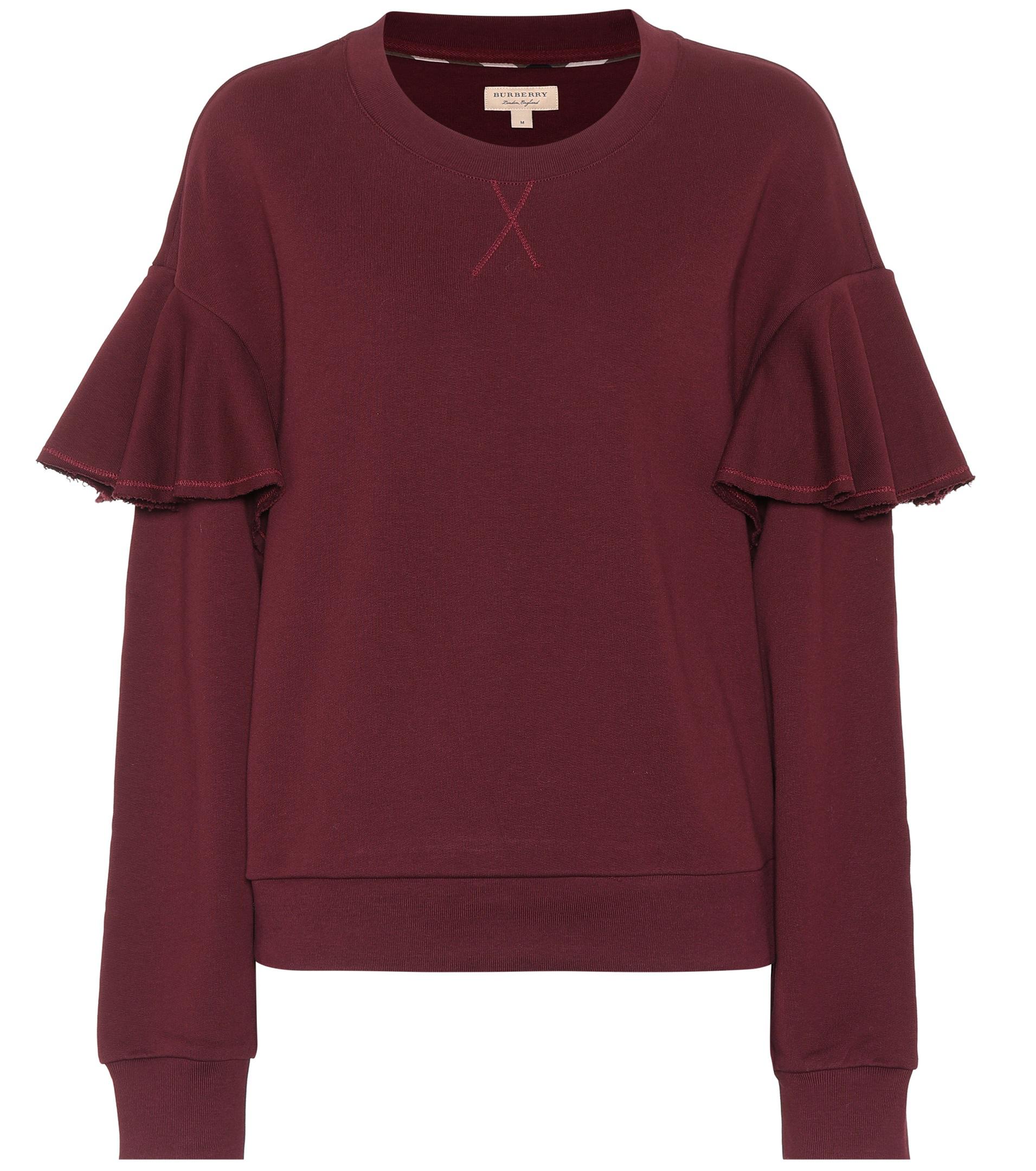 Burberry Cotton Jersey Sweater in Red | Lyst