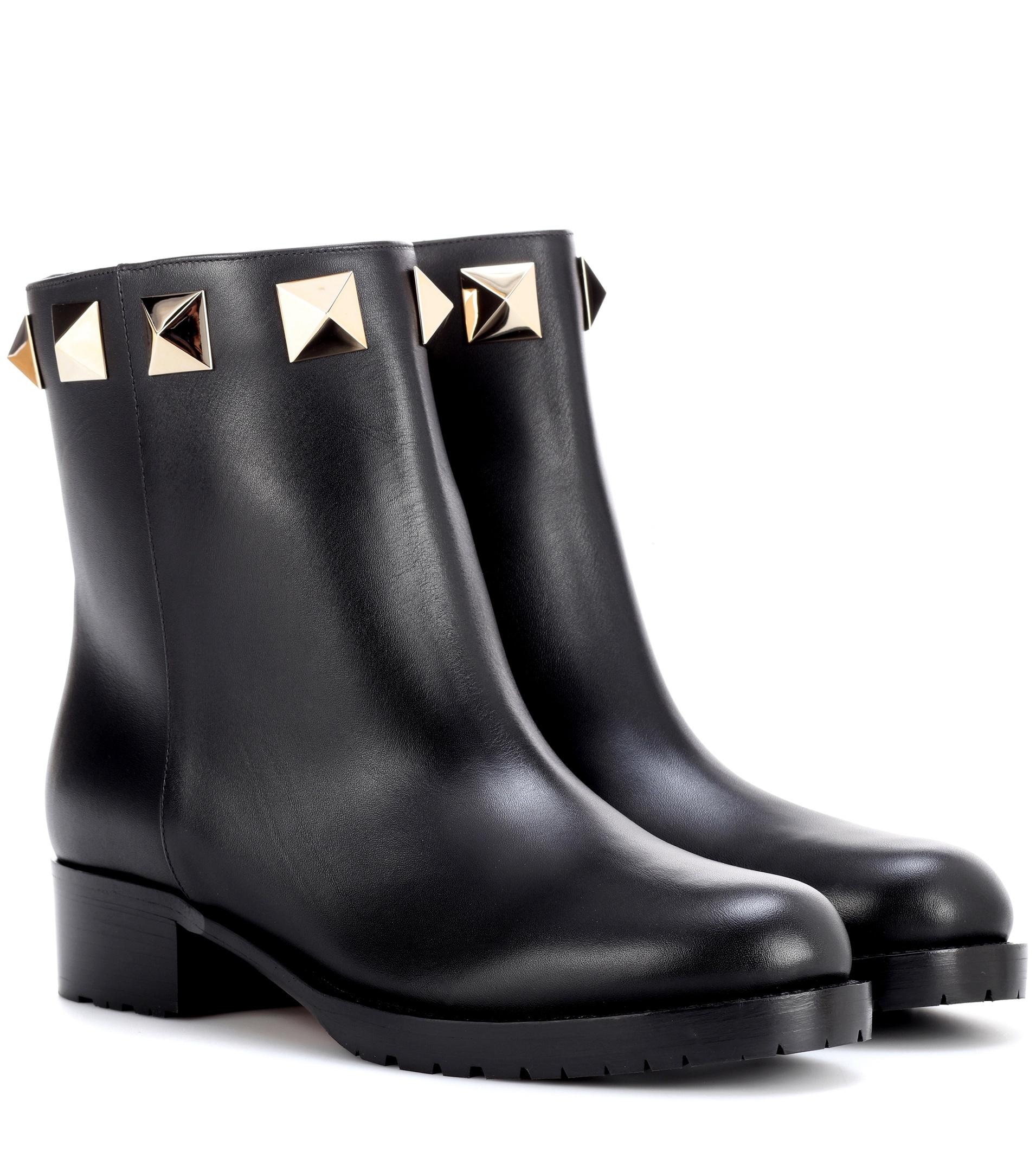 Valentino Leather Ankle Boots in Black Lyst