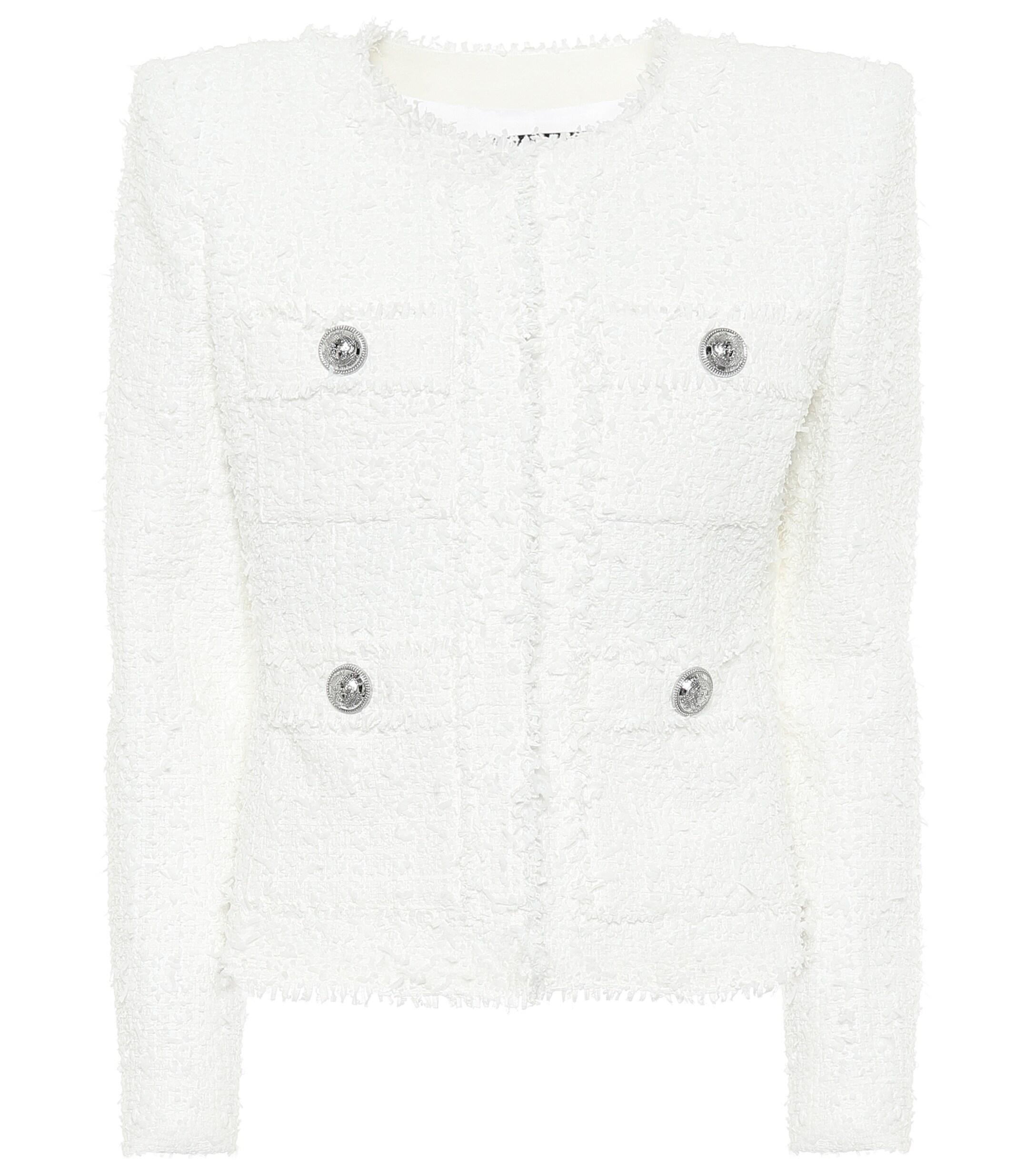 Balmain Tweed Jacket in White - Lyst