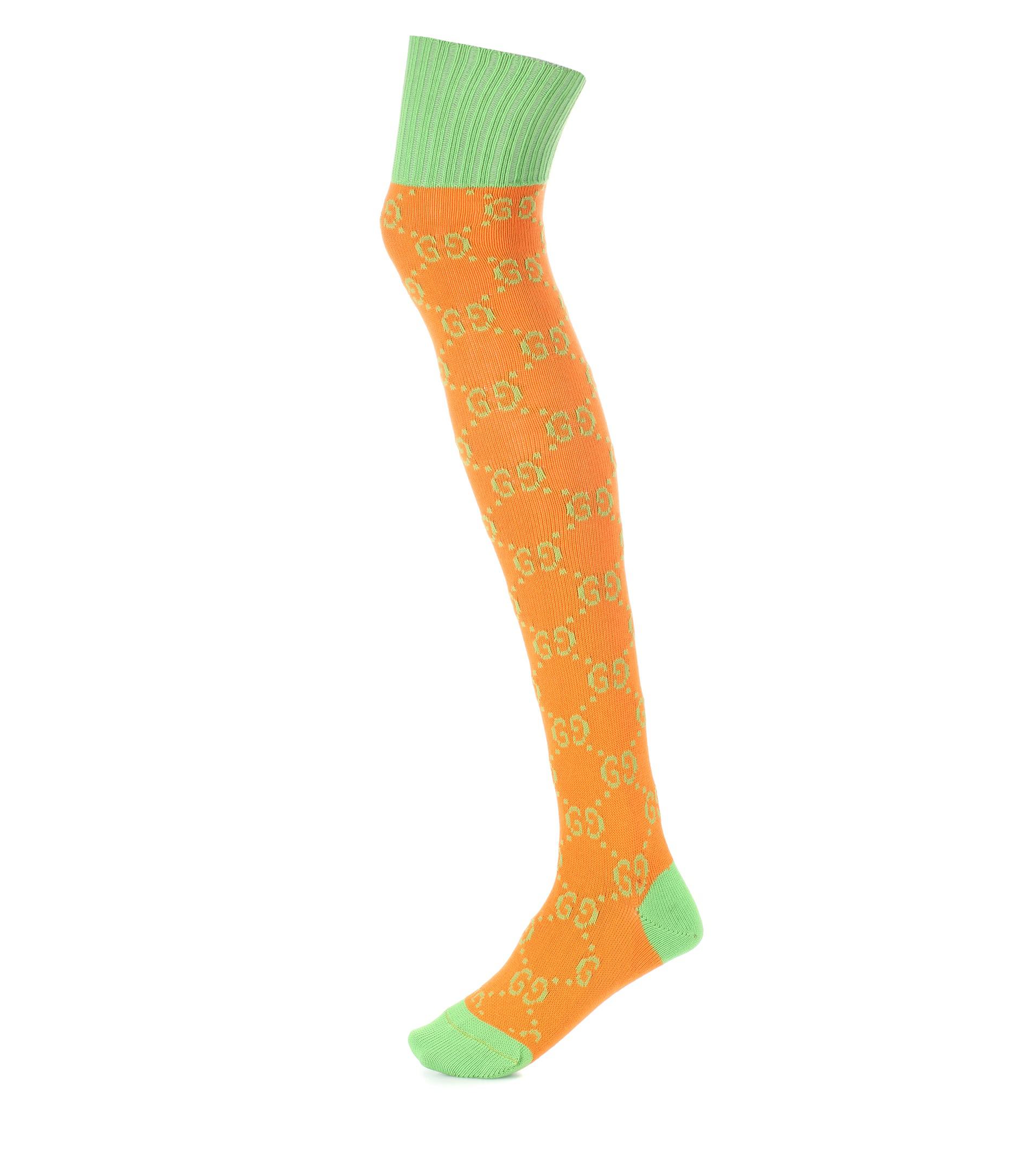 Lyst - Gucci Knitted Cotton-blend Socks in Orange
