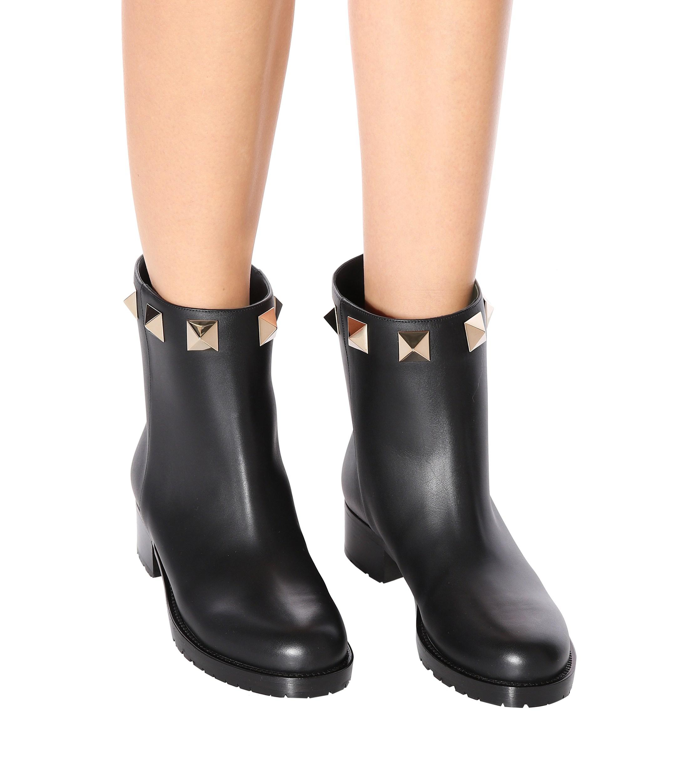 Valentino Leather Ankle Boots in Black Lyst