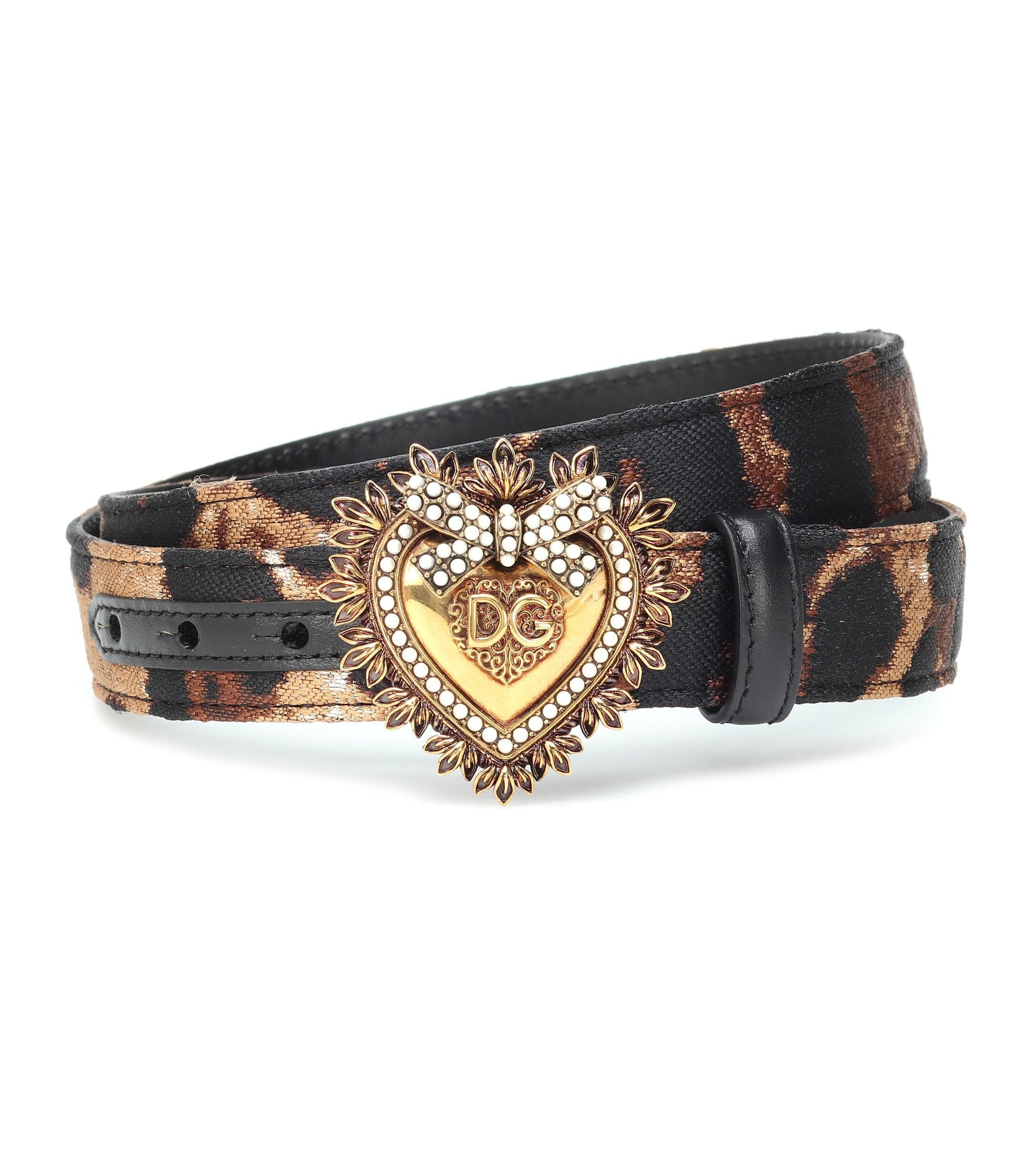 Dolce & Gabbana Devotion Leopard-jacquard Belt in Black - Lyst