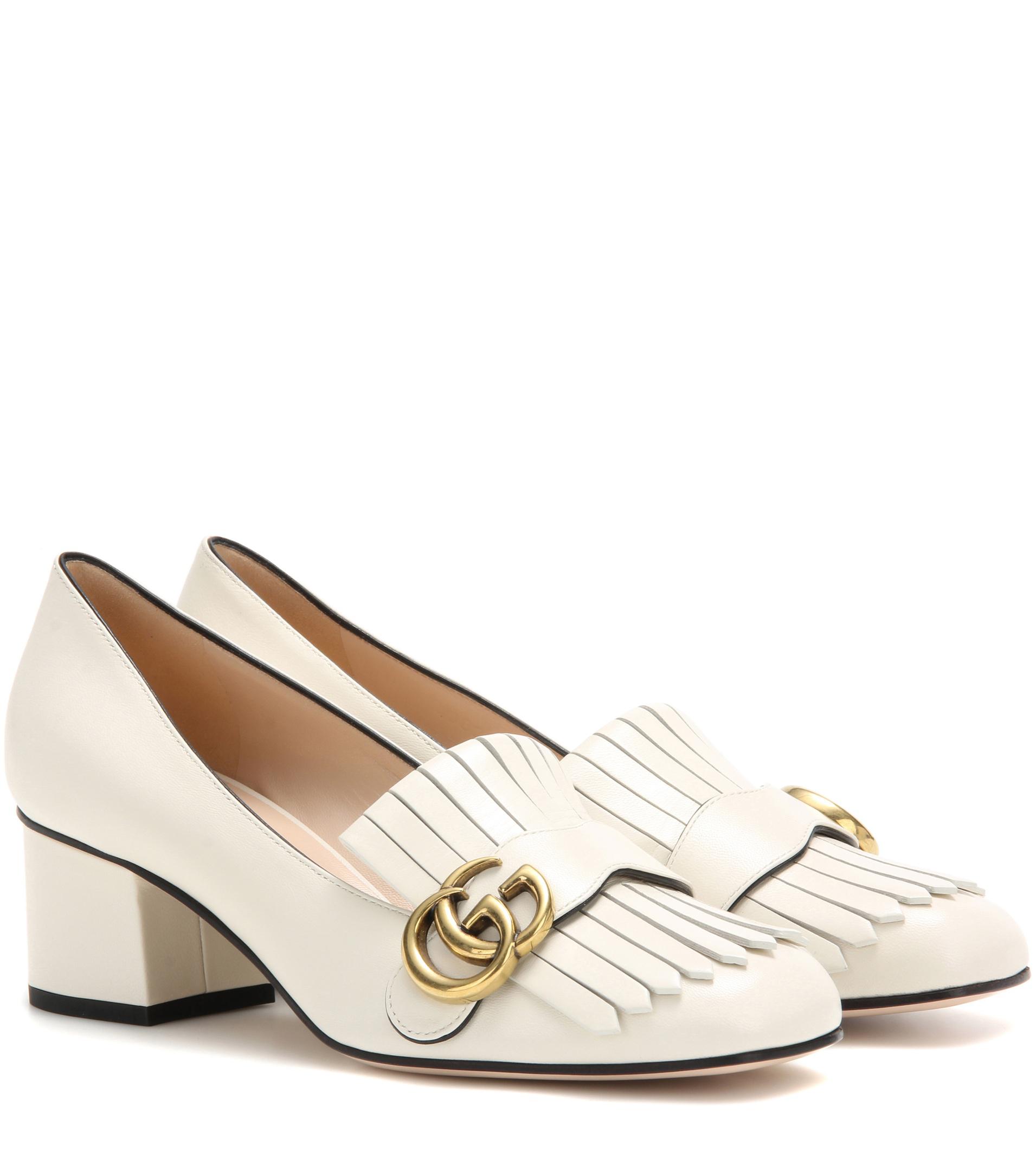 Lyst - Gucci Leather Loafer Pumps in White
