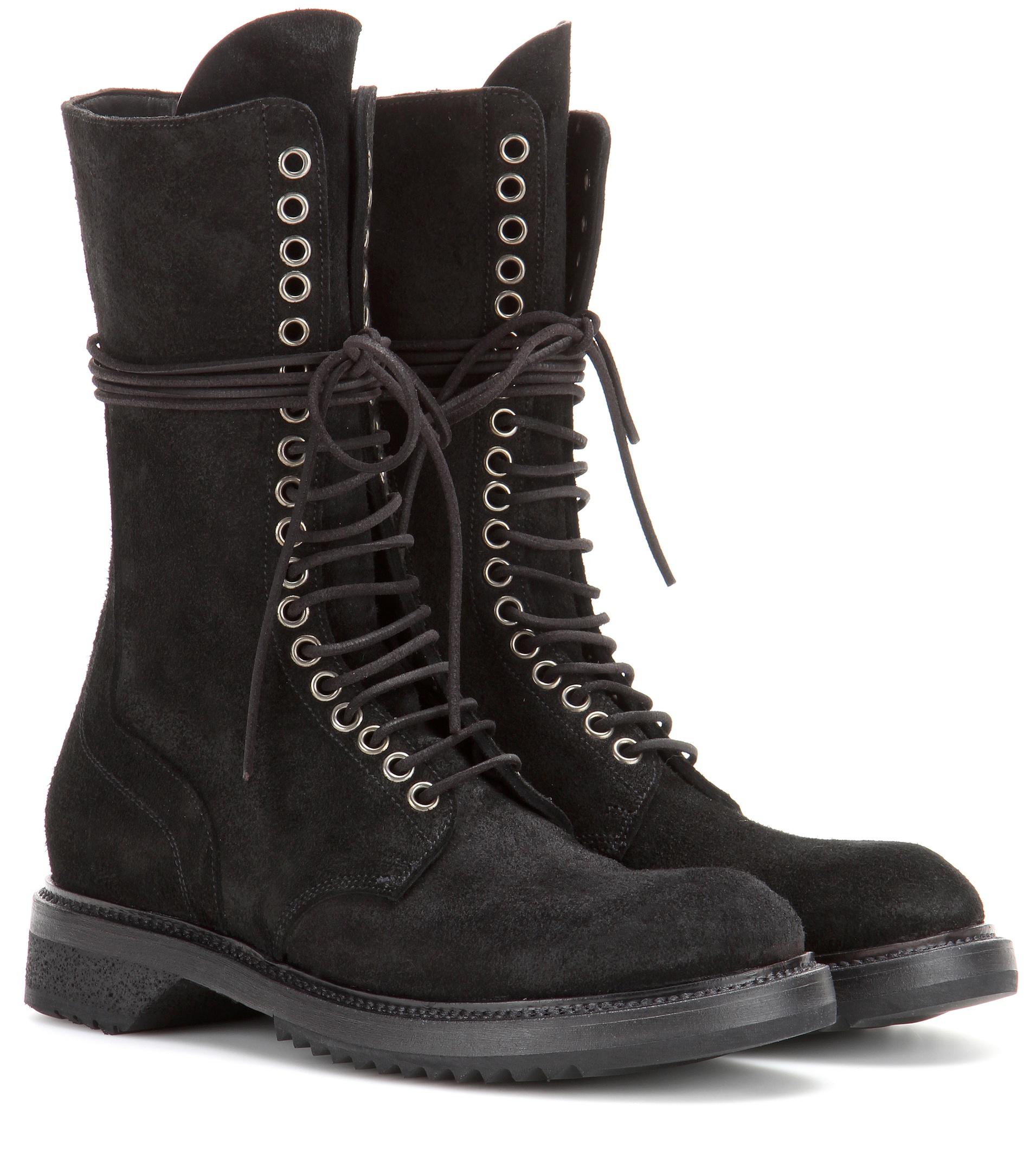 Rick Owens Army Suede Boots in Black - Lyst
