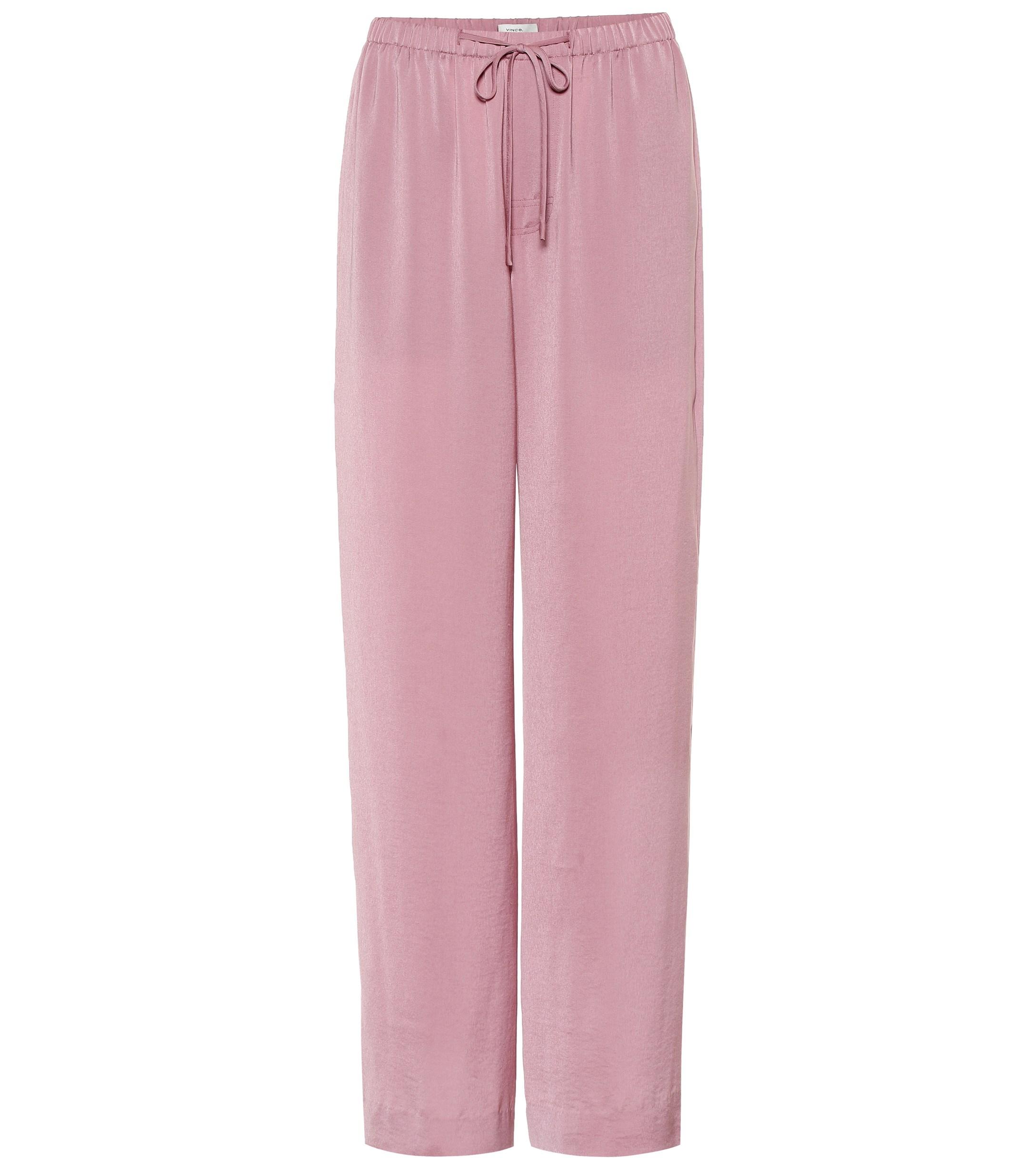 Vince Satin Pajama Pants in Pink - Lyst