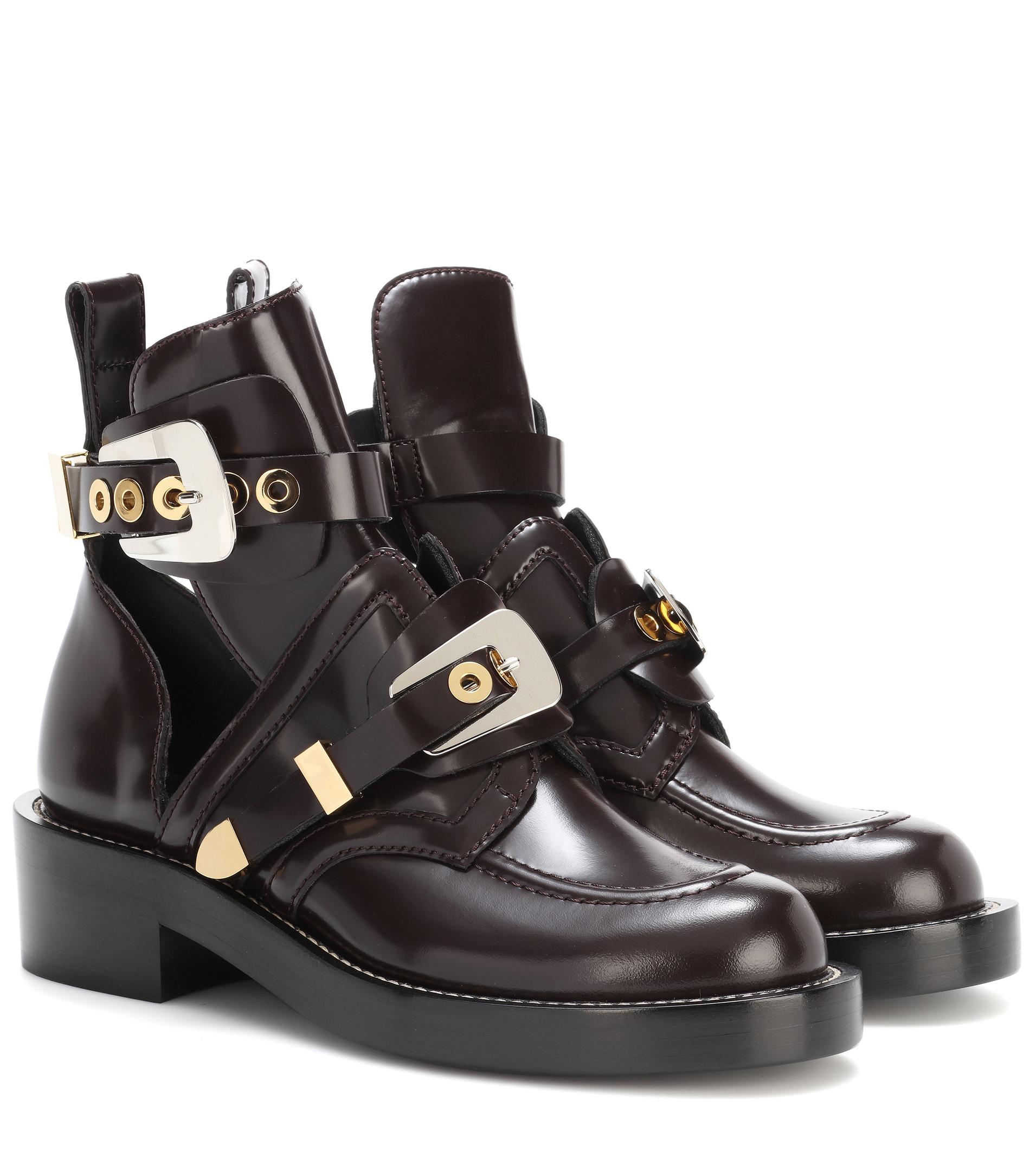 Lyst - Balenciaga Ceinture Leather Derby Boots in Black - Save 9% Balenciaga. Women's Black Ceinture Leather Derby Boots