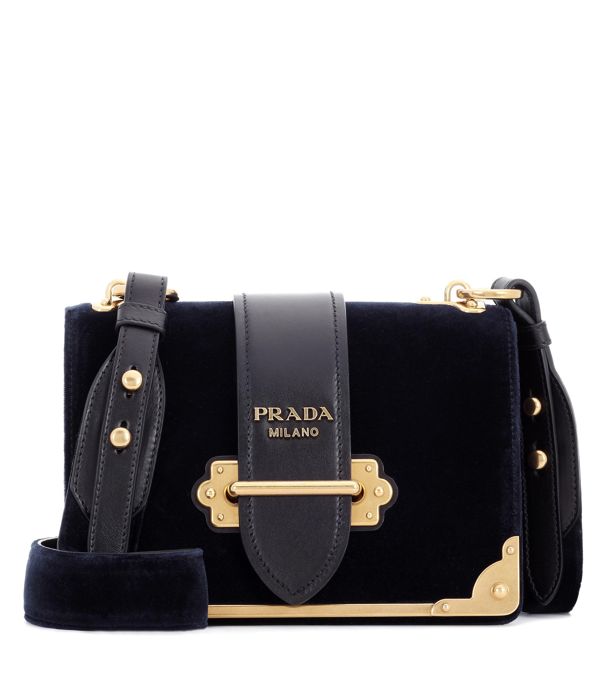 Lyst - Prada Cahier Leather Velvet Bag in Blue