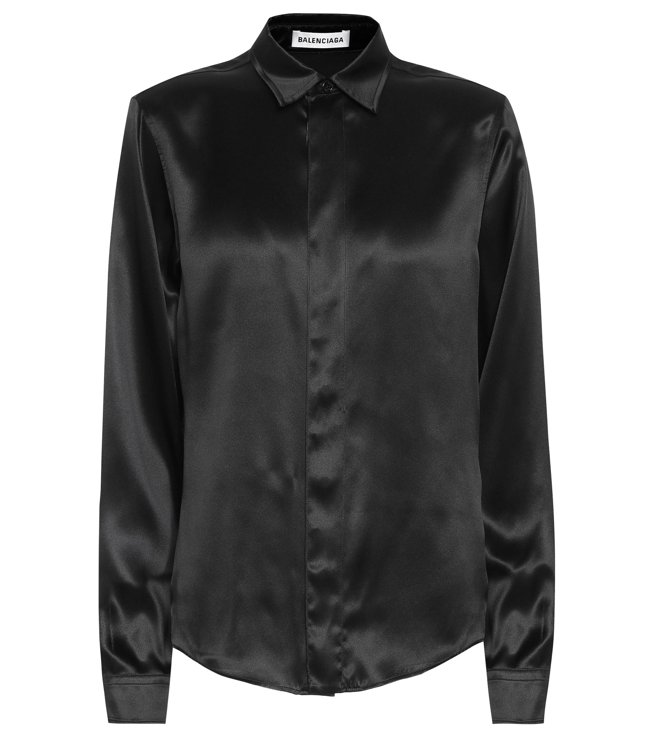 Balenciaga Silk-satin Blouse in Black - Lyst