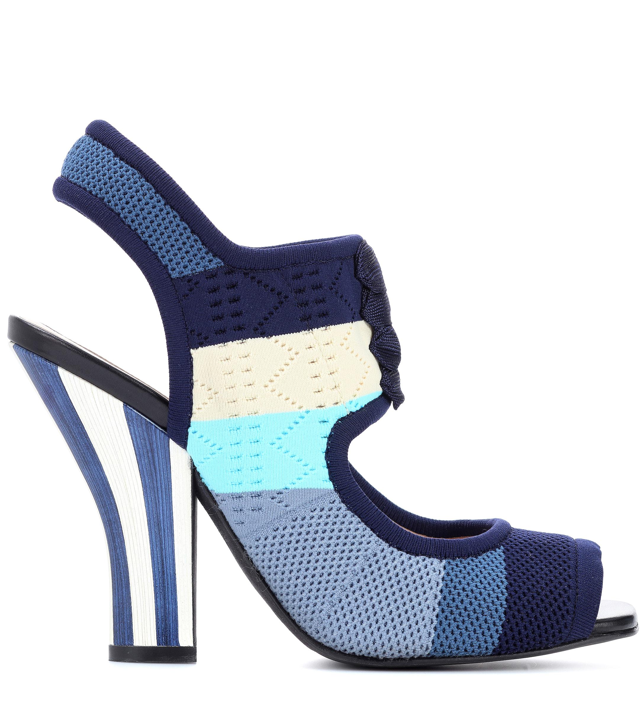 Lyst Fendi Knitted Sandals In Blue