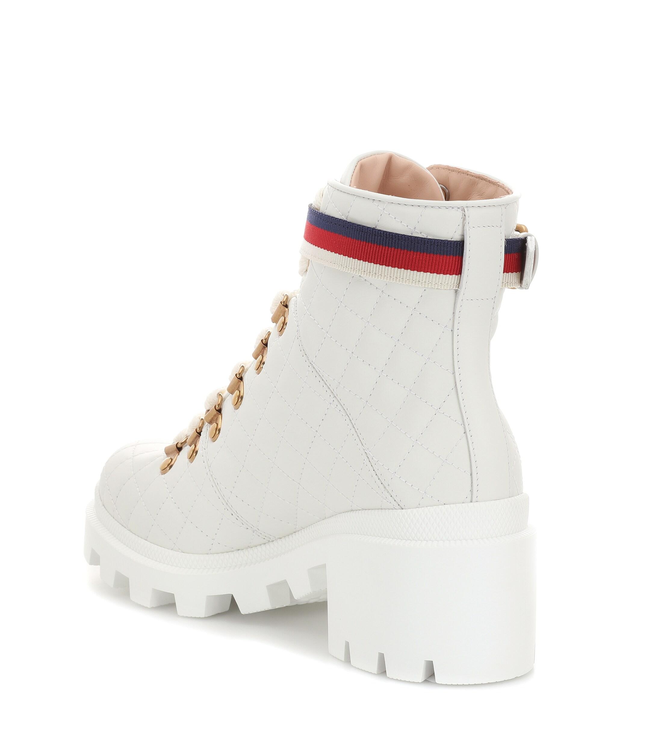 gucci trip quilted leather ankle boots