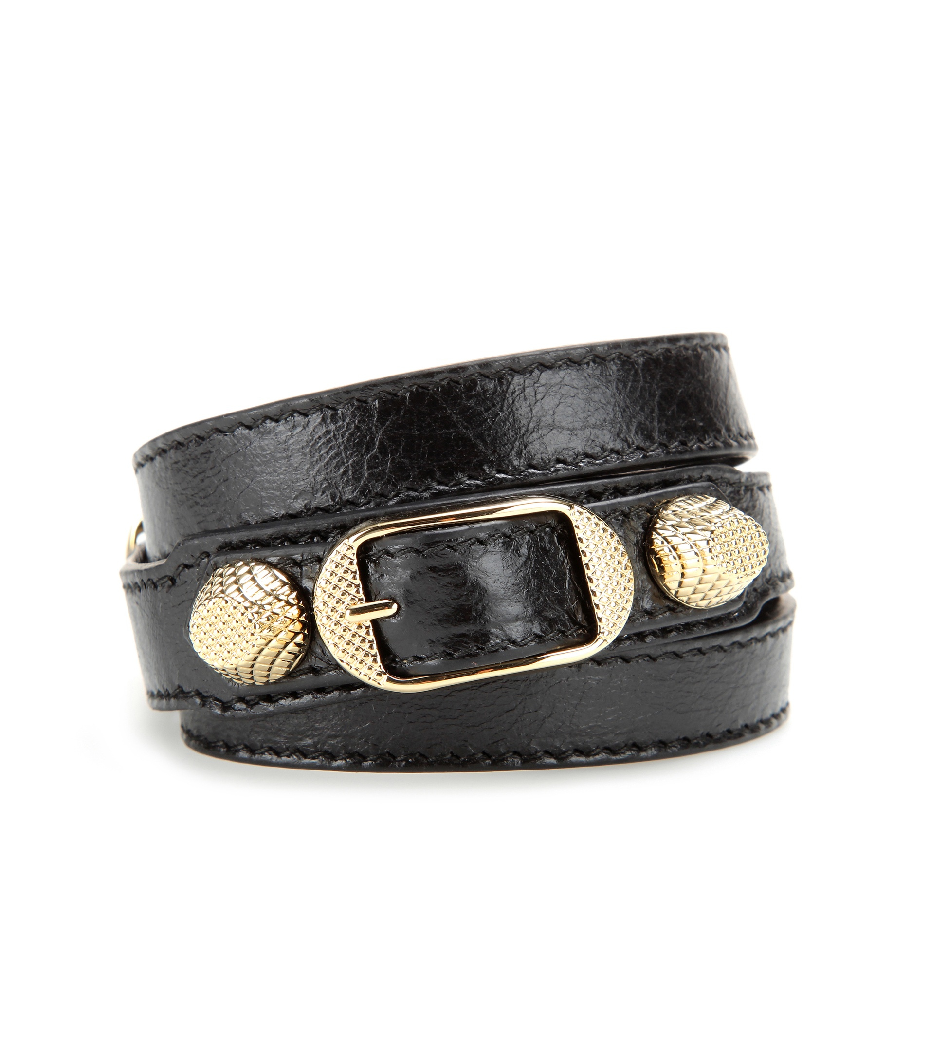 Balenciaga Giant Leather Bracelet in Black | Lyst
