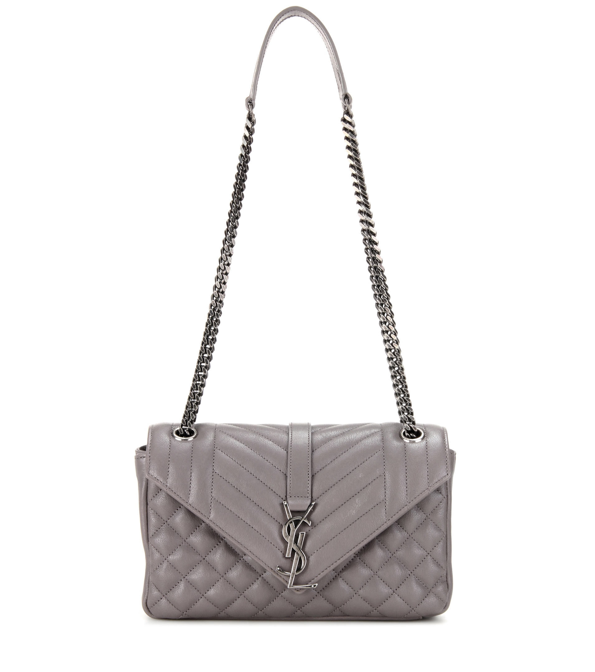 Saint Lau Medium Tri Quilt Slouchy Leather Shoulder Bag In Gray Gallery