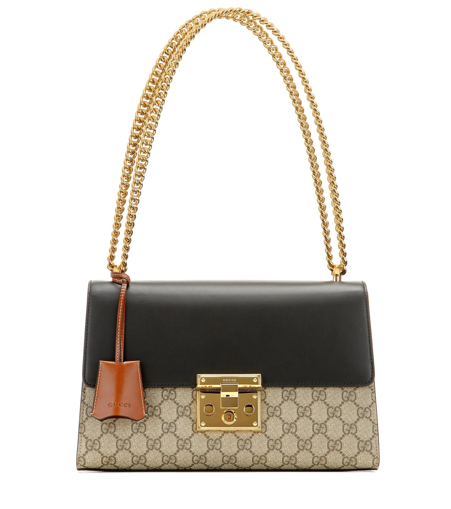 Lyst - Gucci Padlock Gg Supreme Medium Leather And Coated Canvas Shoulder Bag in Black