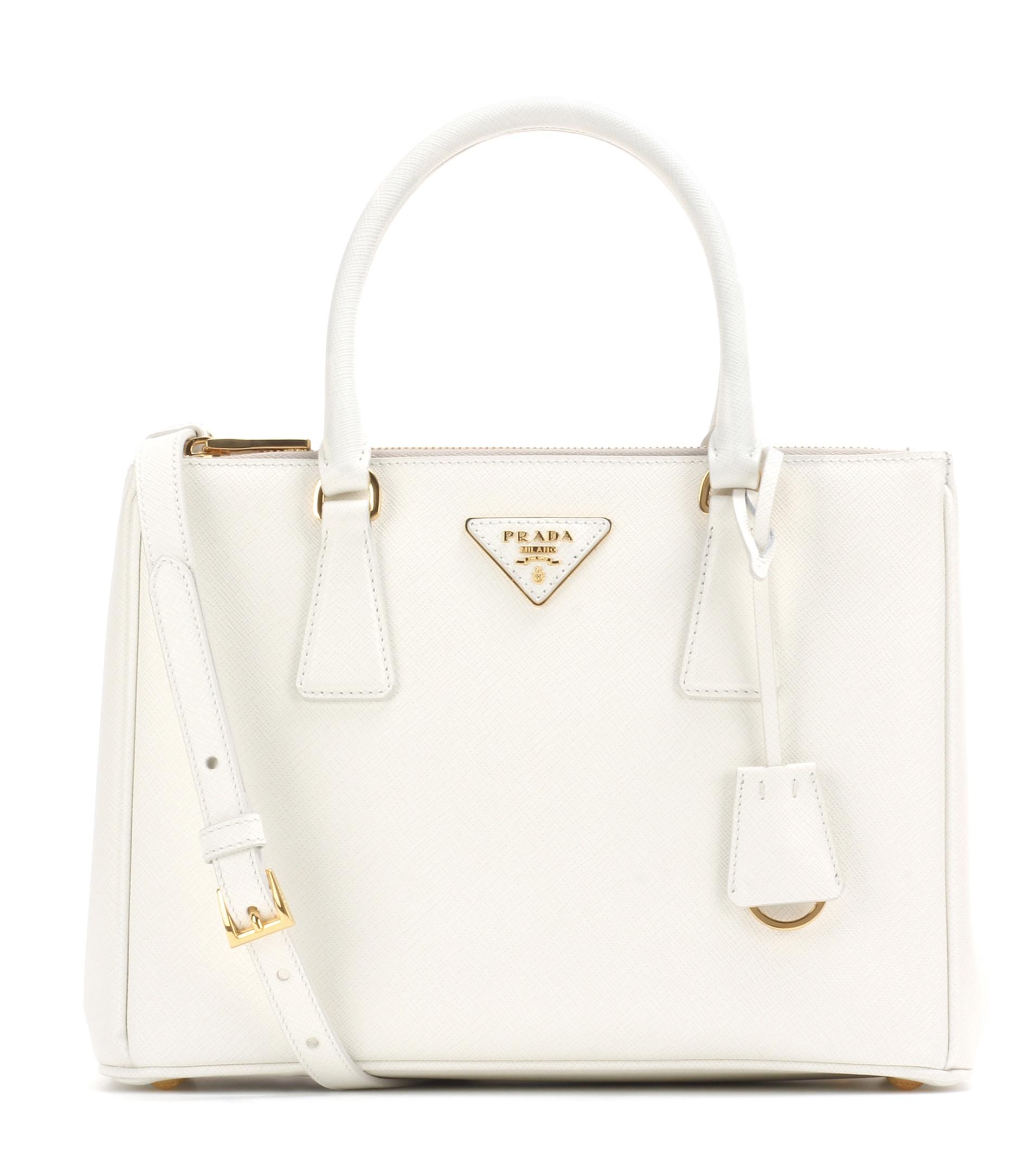 Prada Printed Lining Soft Galleria Bag in White | Lyst