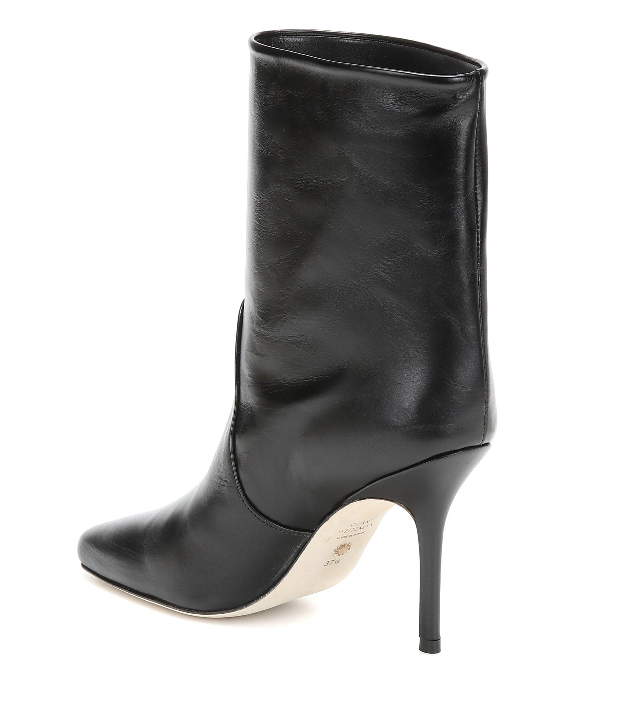 Stuart Weitzman Ebb Leather Ankle Boots in Black - Lyst