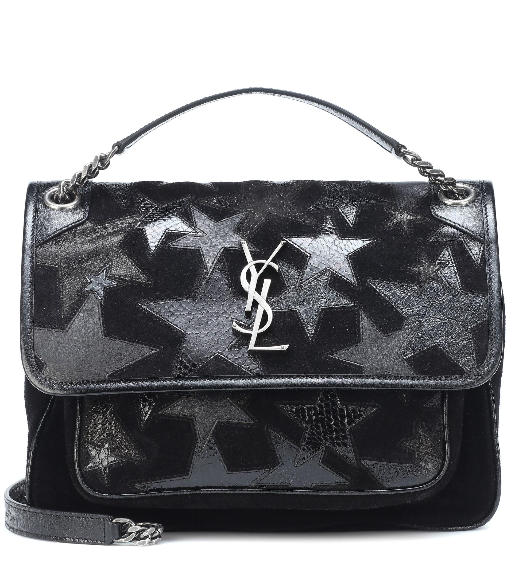 Saint Laurent Niki Medium Suede Shoulder Bag in Black - Lyst