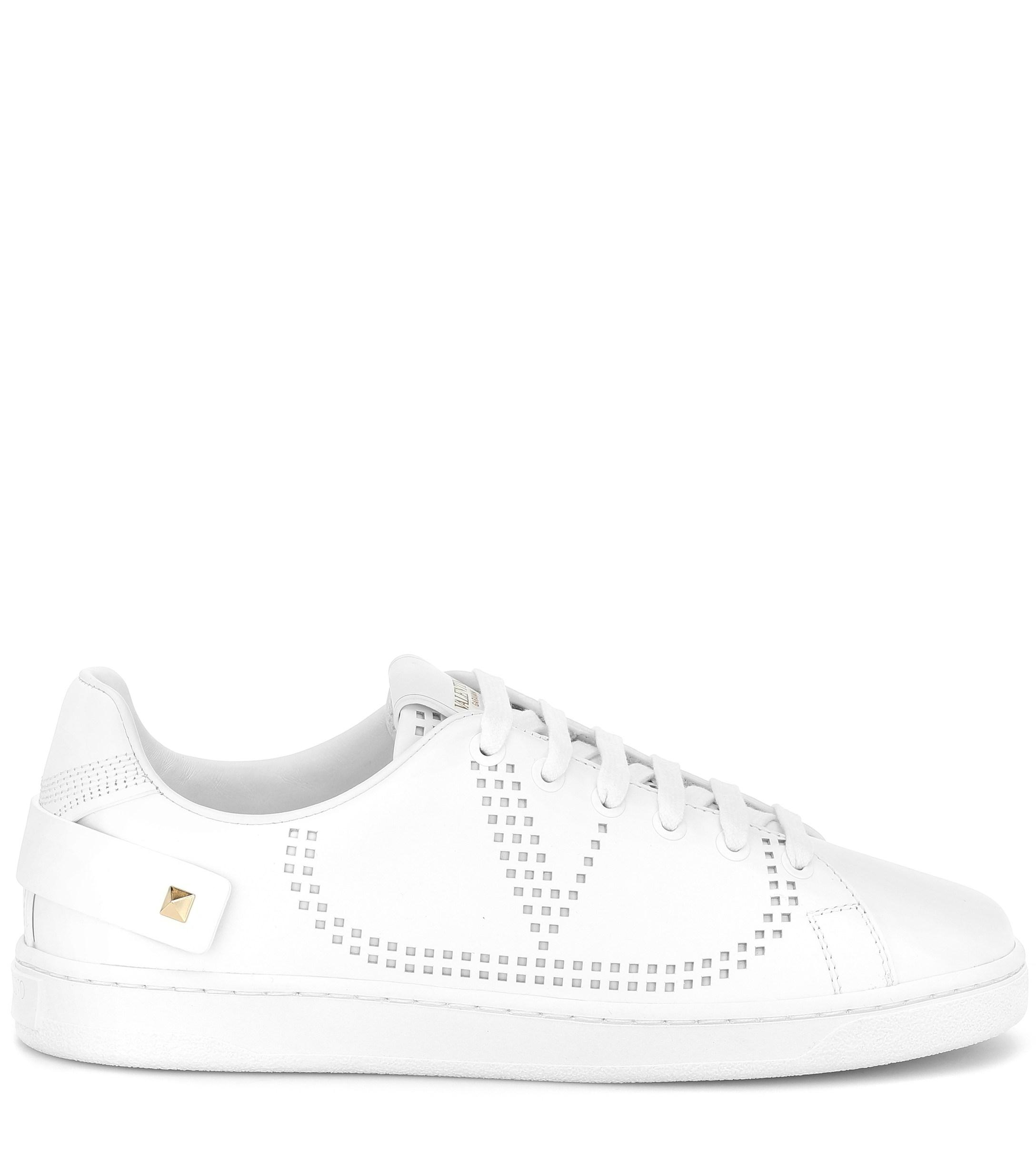 Lyst - Valentino Net Leather Sneakers in White