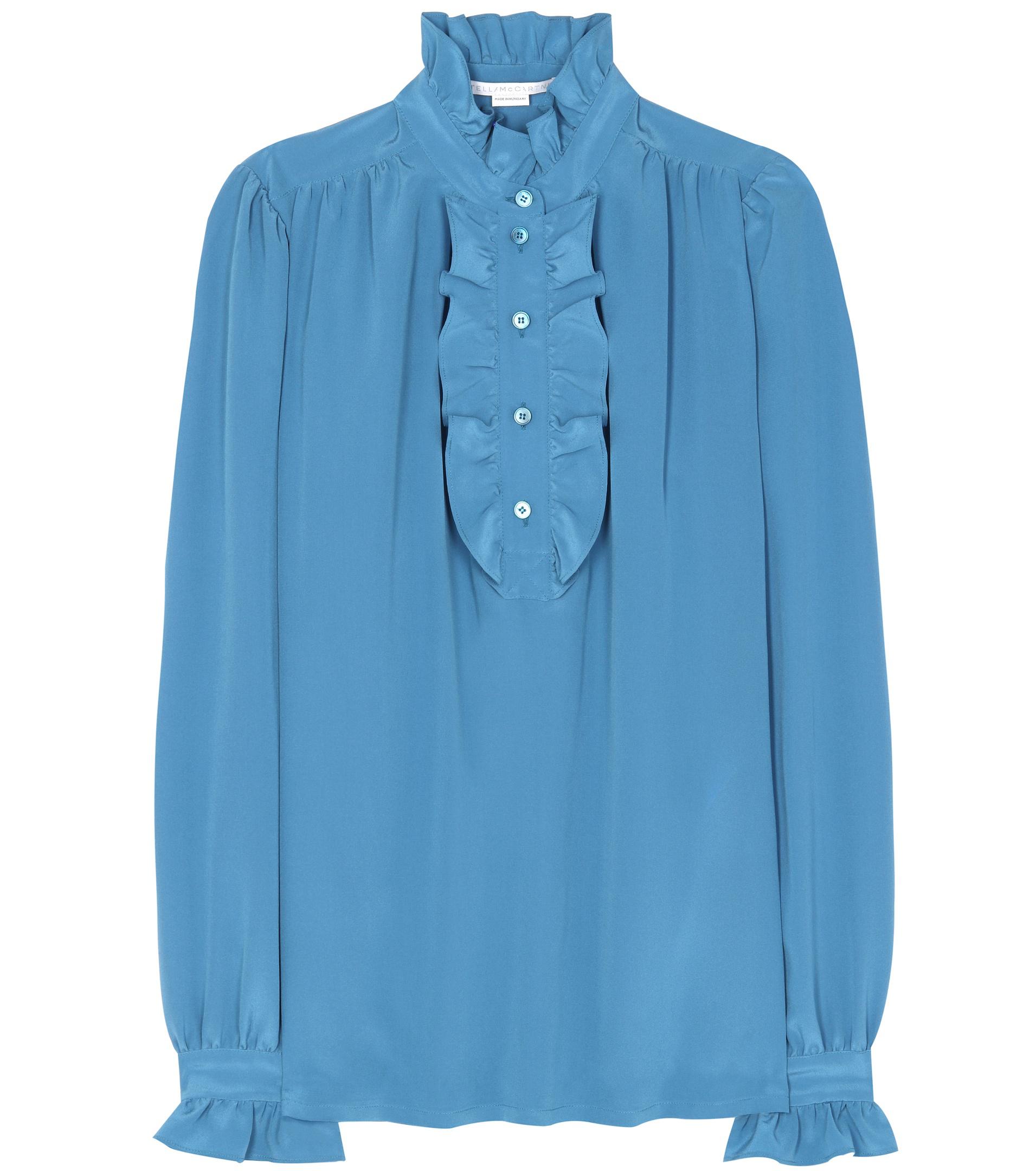Lyst - Stella McCartney Silk Blouse in Blue - Save 30%