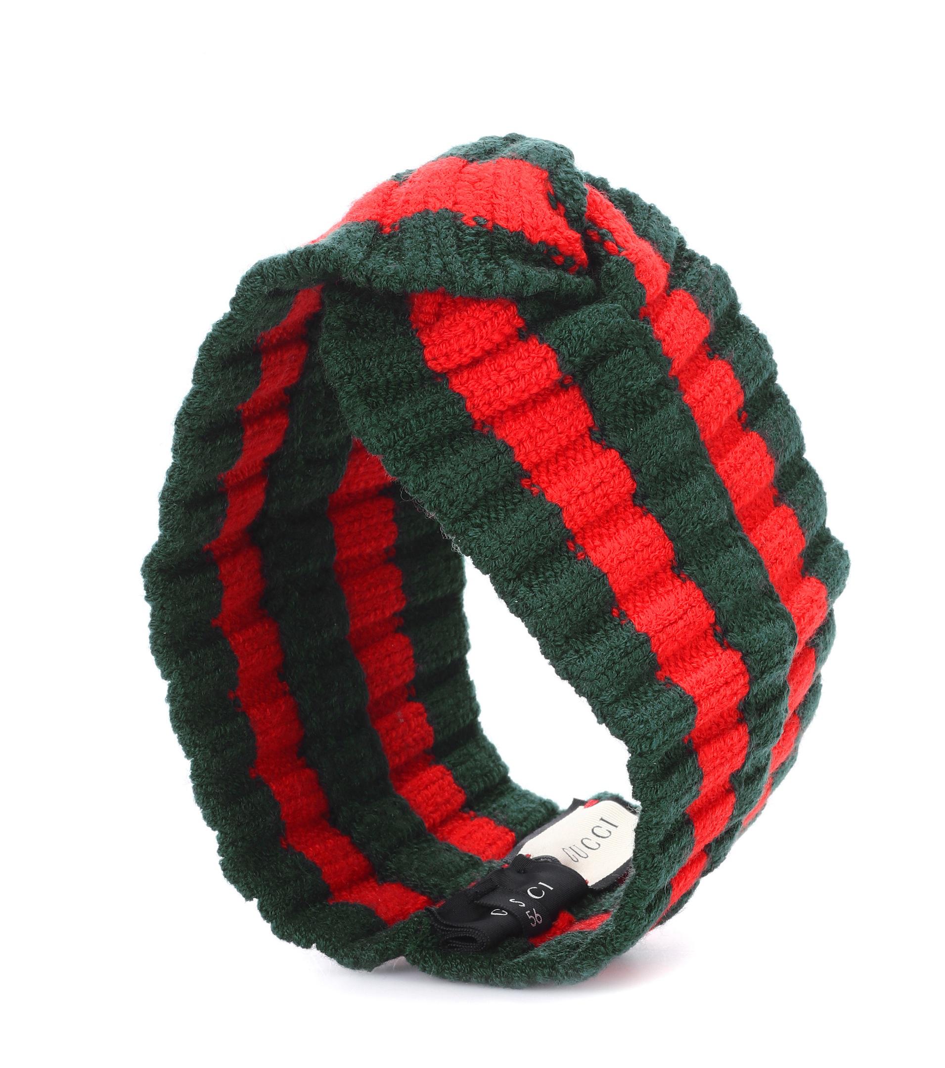 Lyst - Gucci Striped Wool-blend Headband in Green