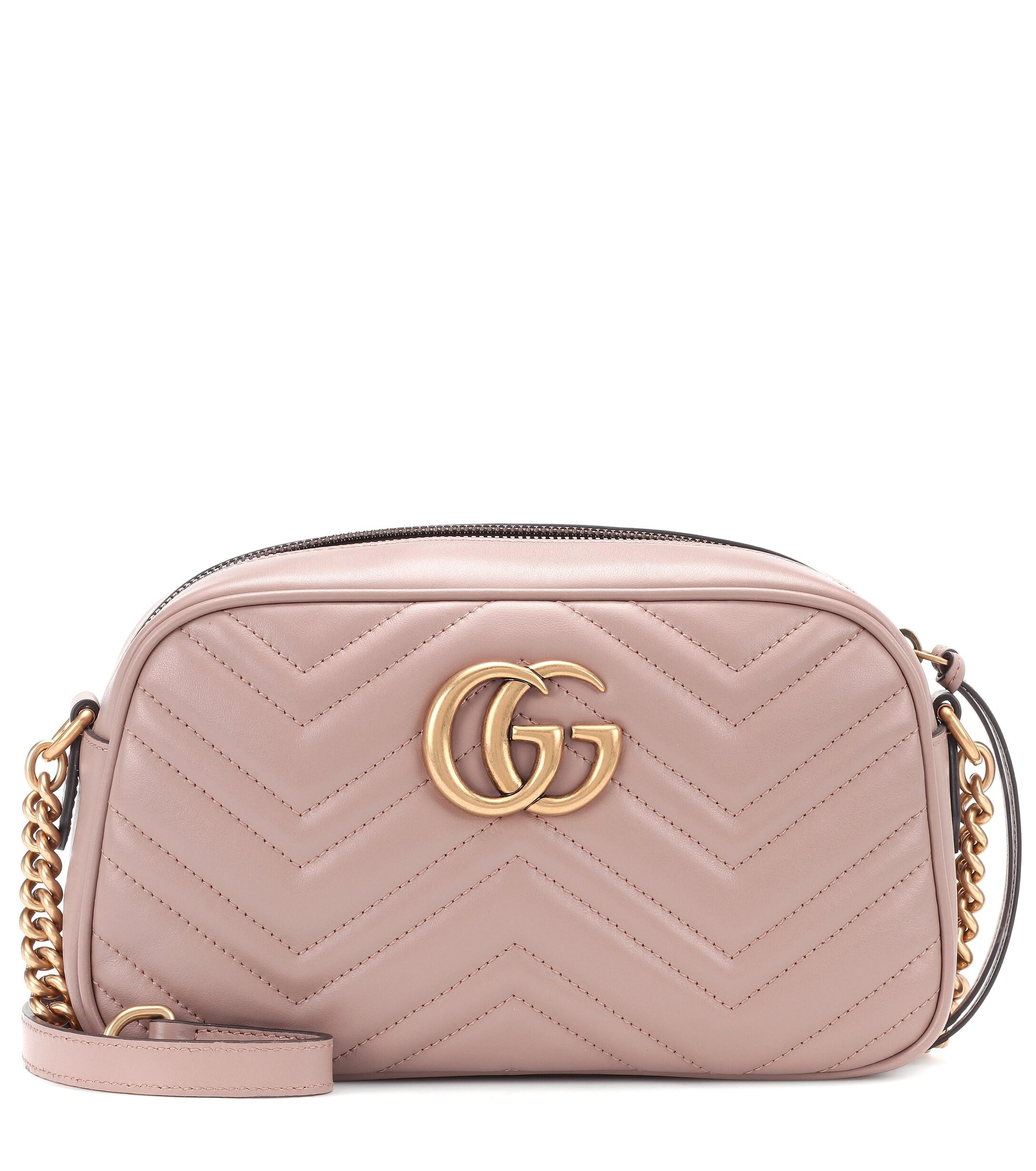 Gucci GG Marmont Small Leather Shoulder Bag in Pink - Lyst
