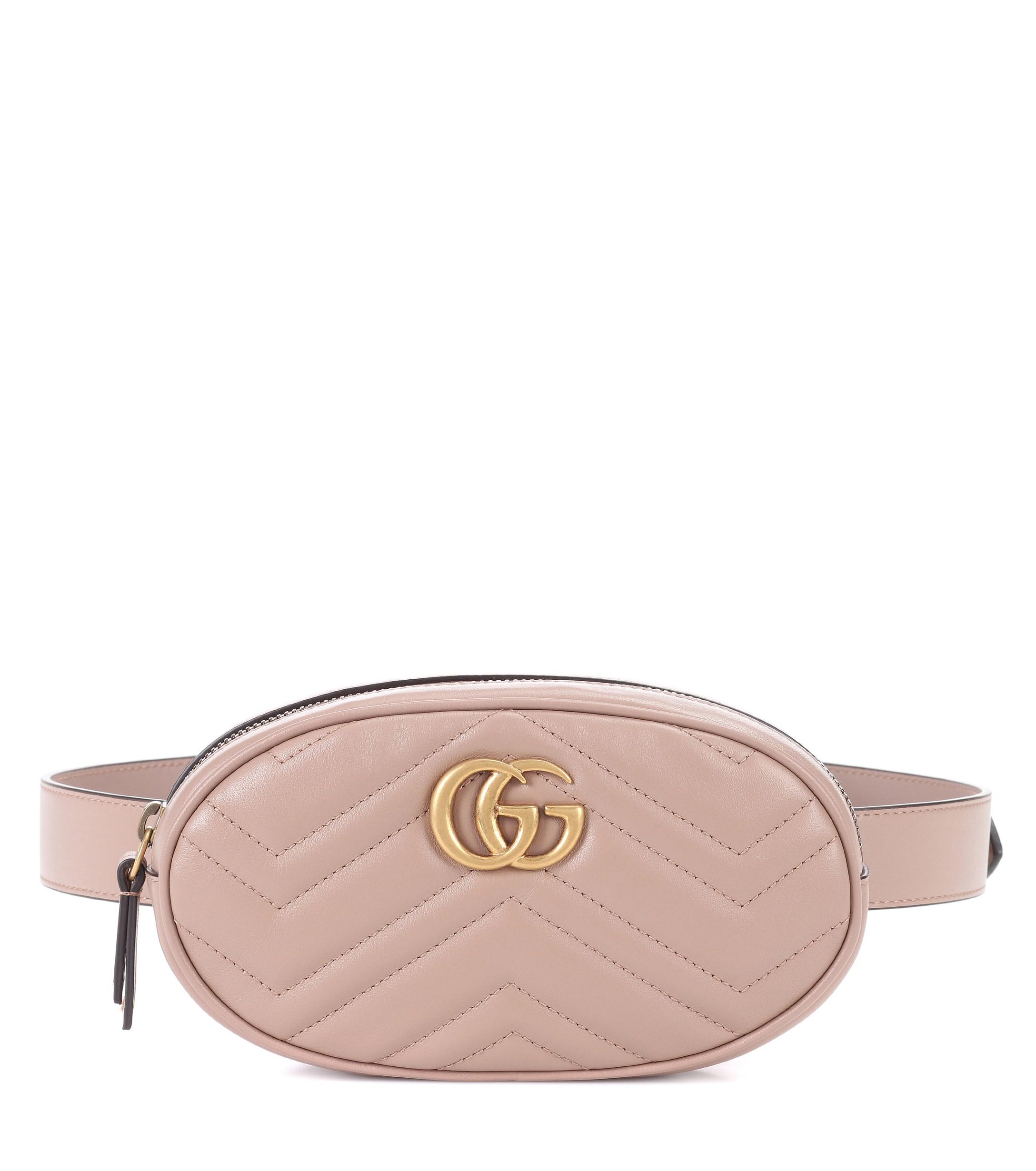 Gucci GG Marmont Leather Belt Bag in Beige (Natural) - Lyst
