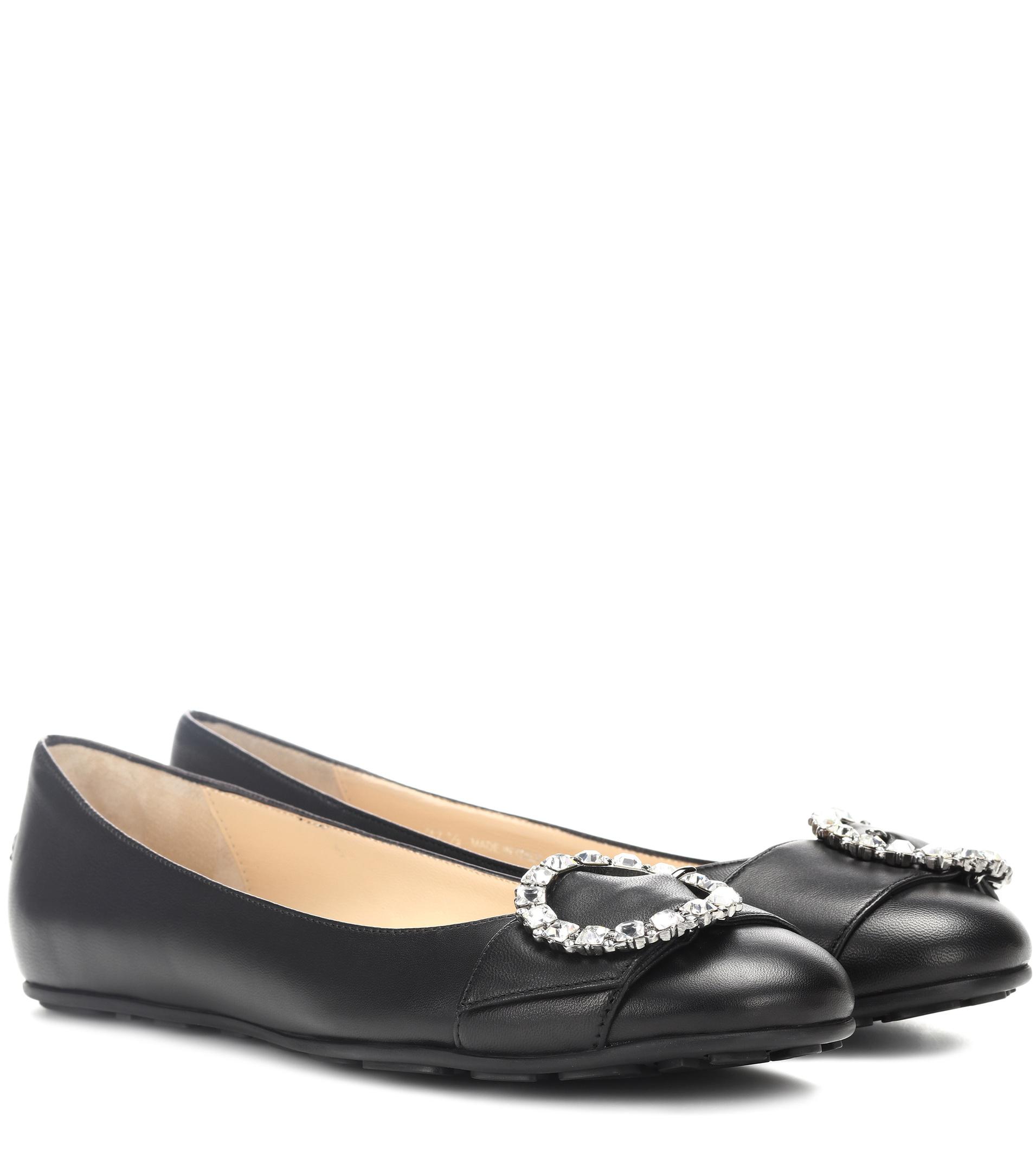 Jimmy Choo Ginny Leather Ballerinas in Black - Lyst