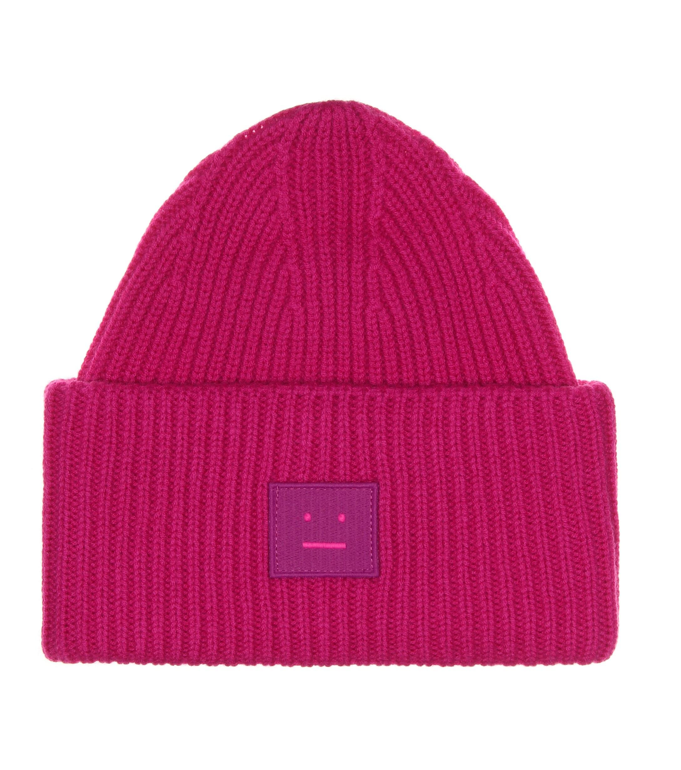 Acne Studios Face Wool Beanie in Pink - Lyst