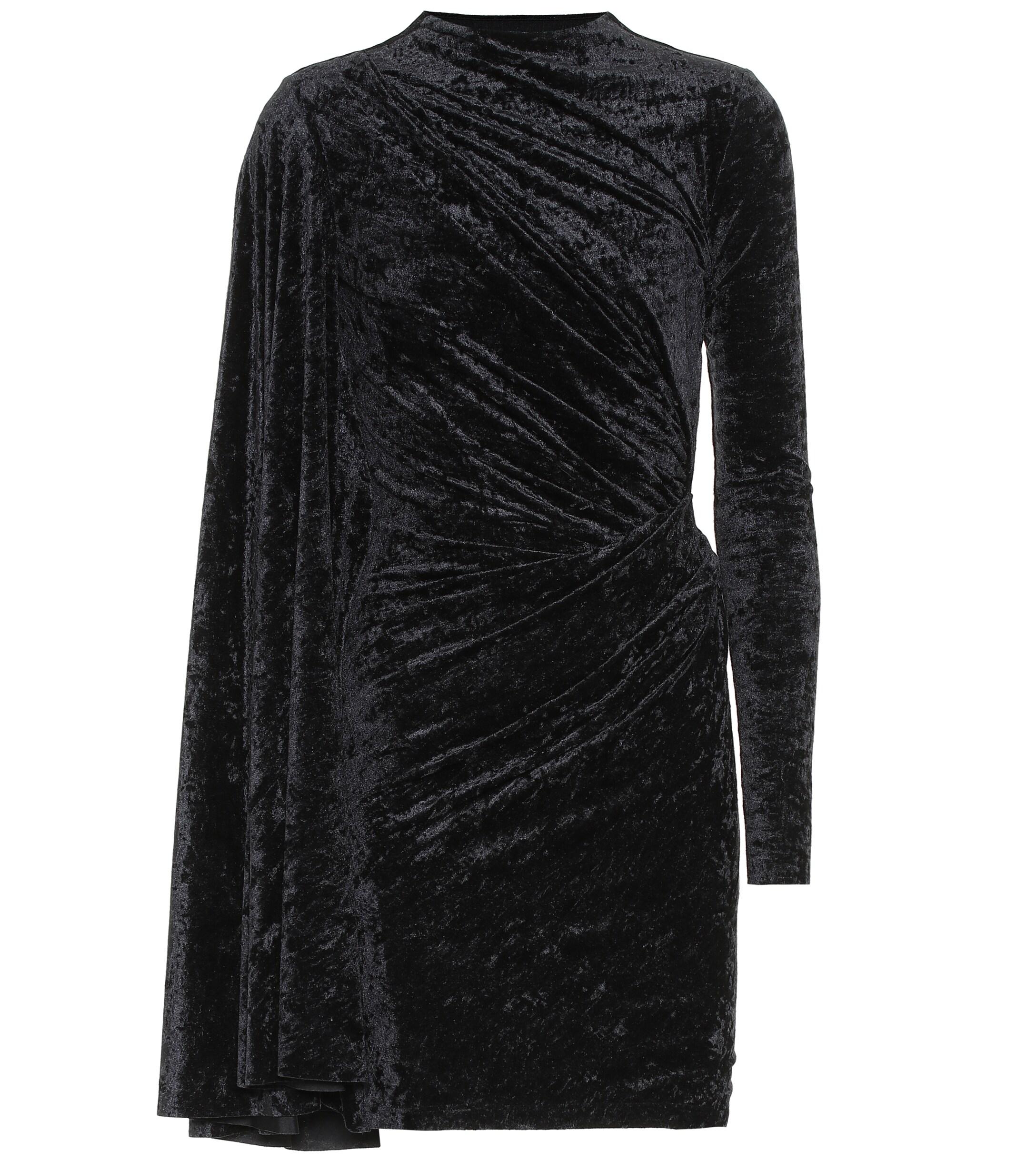 Balenciaga Crushed Velvet Minidress in Black - Lyst
