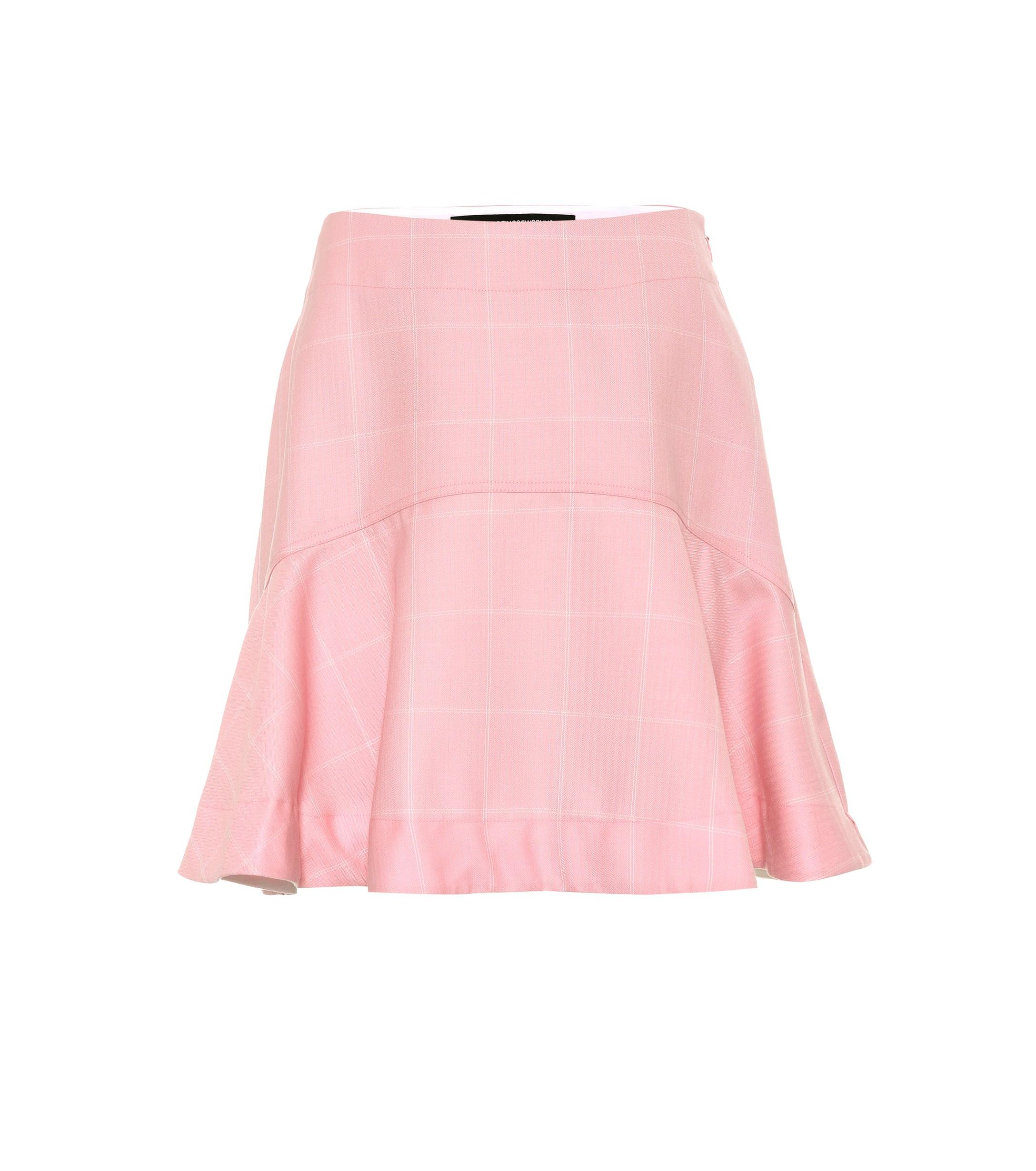 Lyst - CALVIN KLEIN 205W39NYC Checked Wool Miniskirt in Pink
