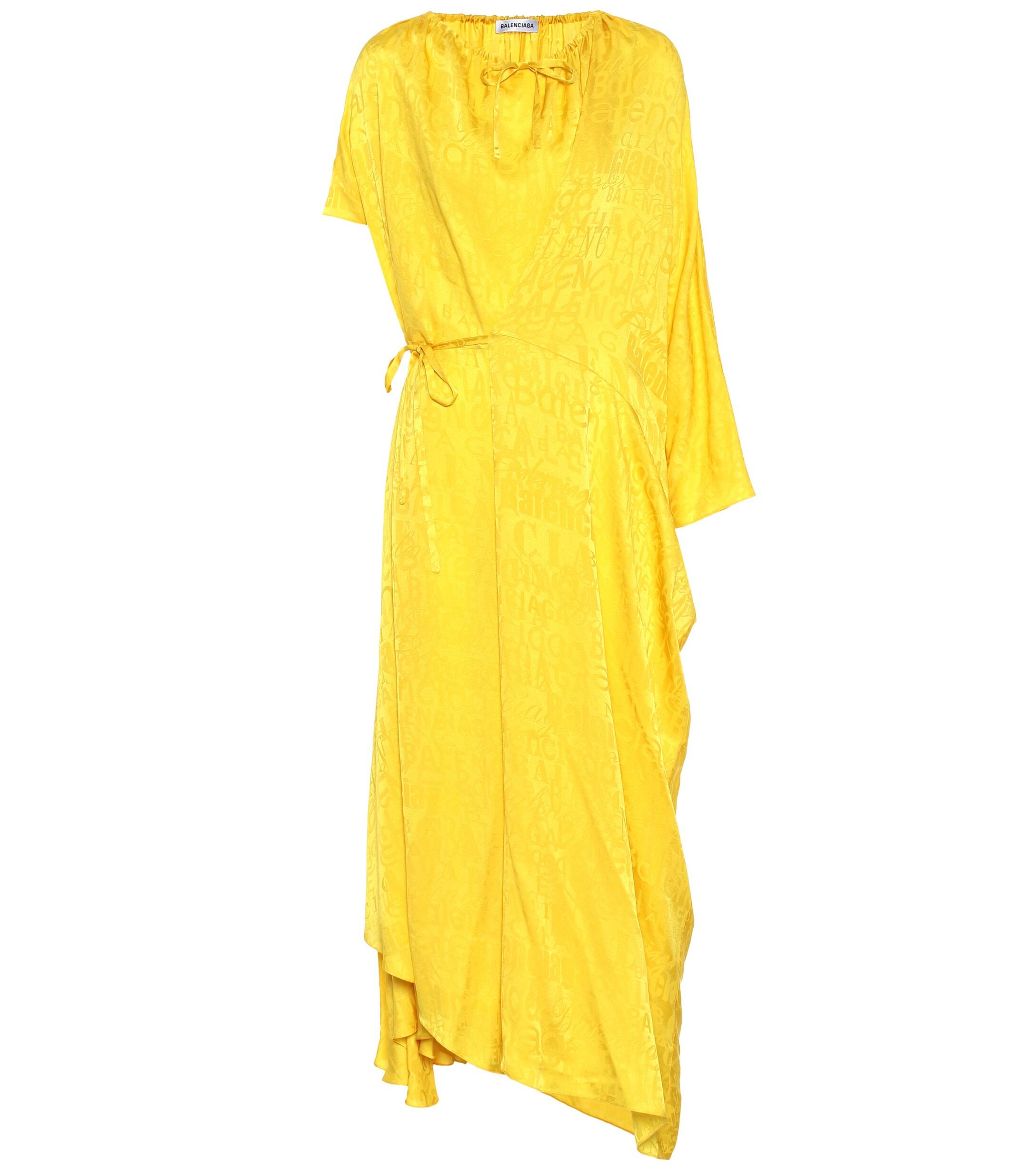 Balenciaga Silk-jacquard Dress in Yellow - Lyst