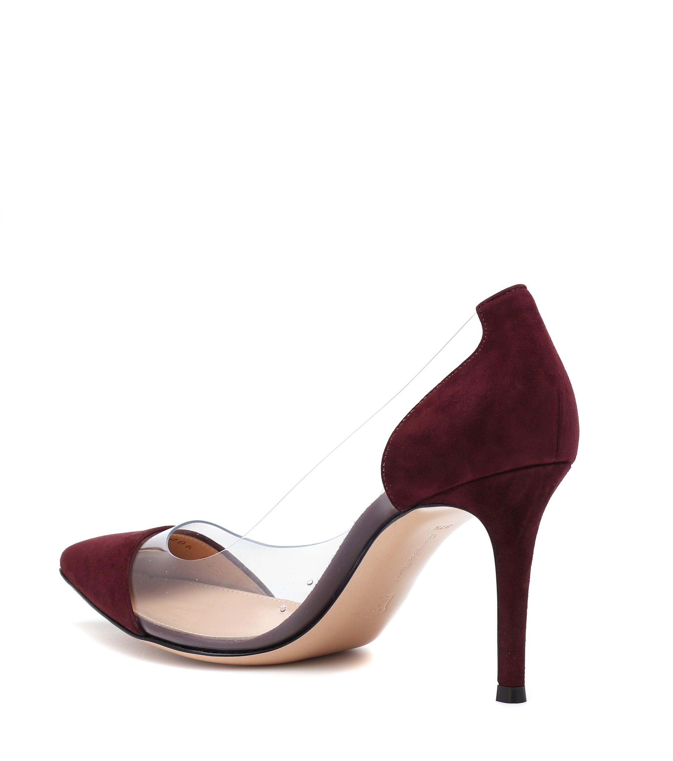 Gianvito Rossi Plexi Suede And Transparent Pumps in Red - Lyst