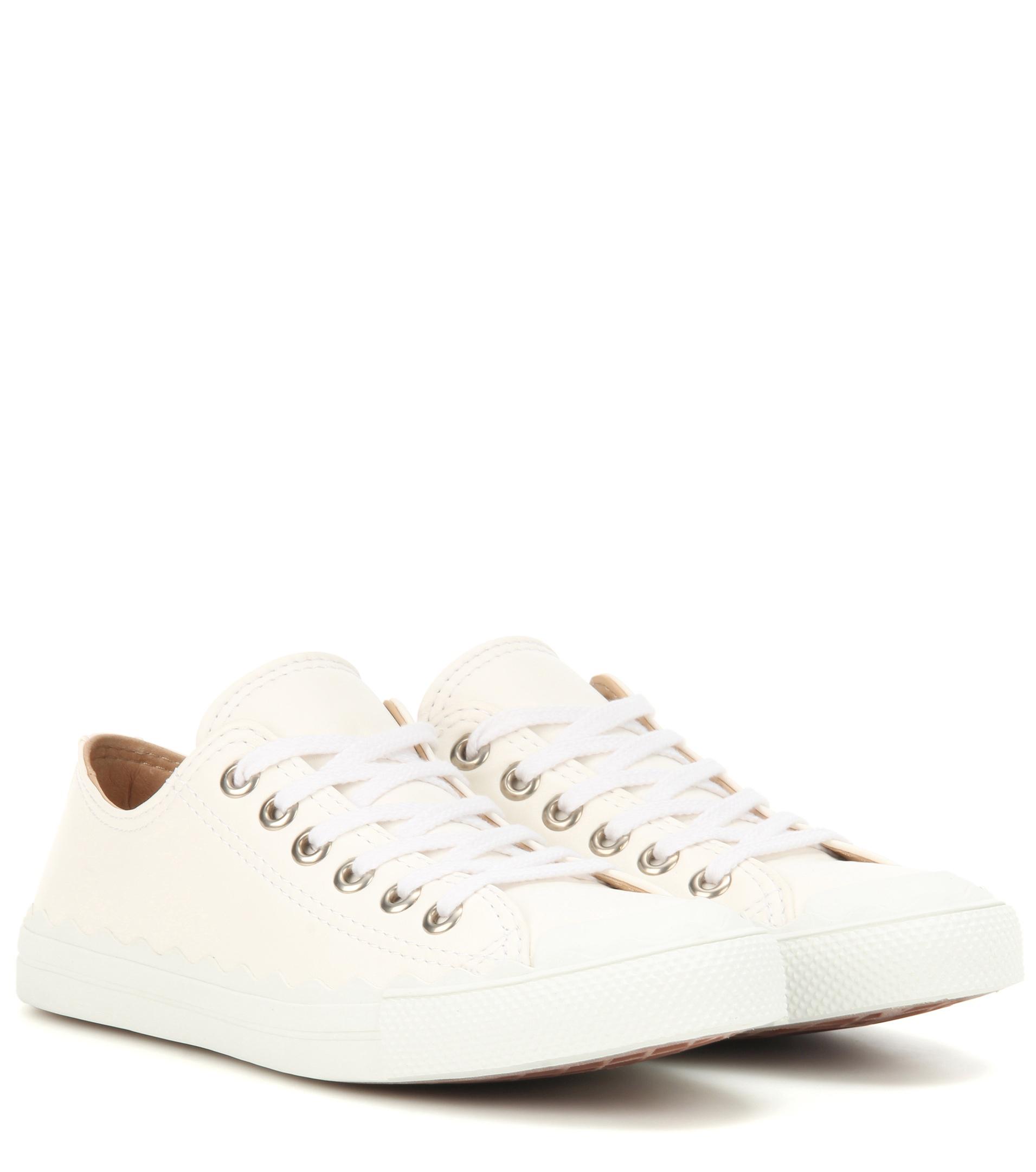 Lyst - Chloé Lauren Leather Sneakers in White