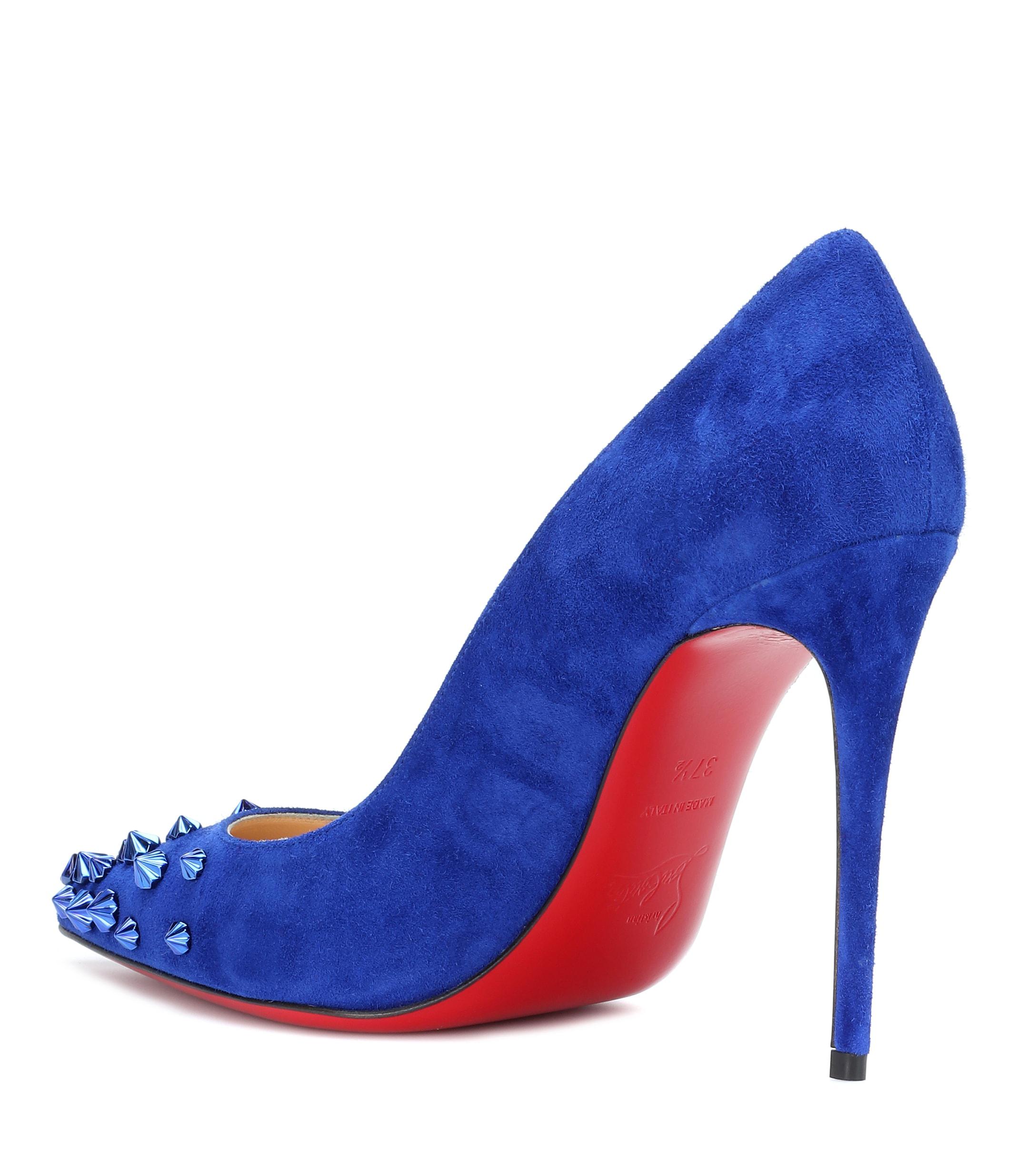 Christian Louboutin Drama 100 Suede Pumps in Blue - Lyst