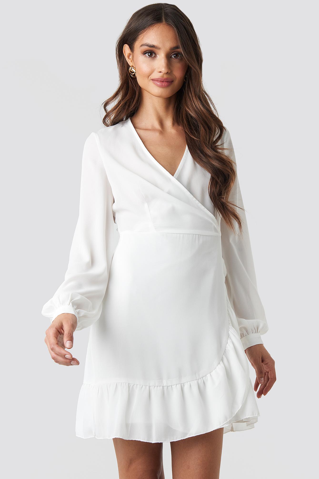 white frill gown