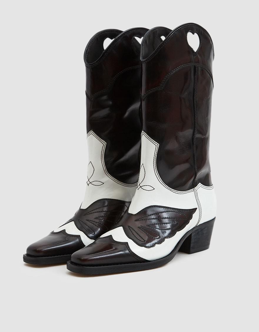 ganni quilted shell and leather platform boots