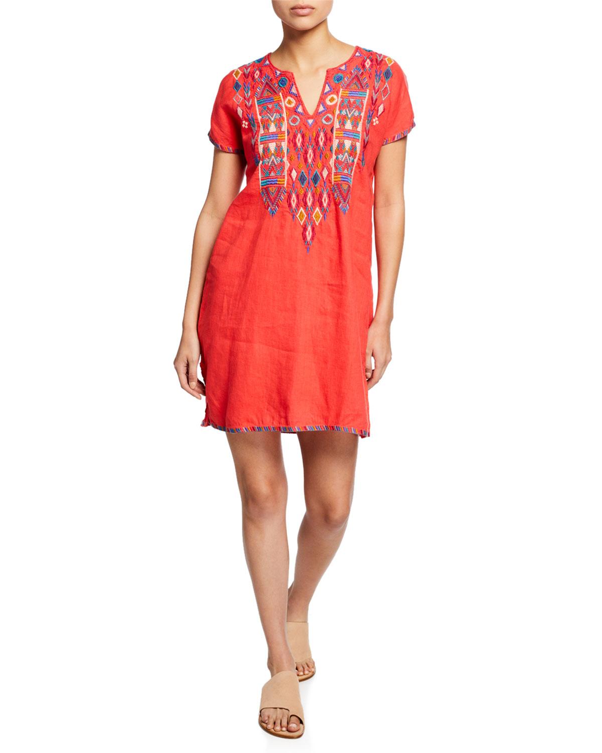 Lyst - Johnny Was Petite Etienne Embroidered Short-sleeve Easy Linen