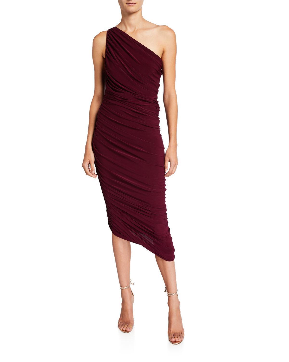 Norma Kamali Synthetic Diana 1-shoulder Stretch Dress in Plum (Red) - Lyst