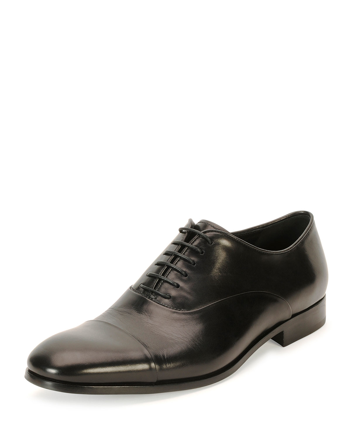 Lyst Armani Leather Captoe Oxford Shoe in Black