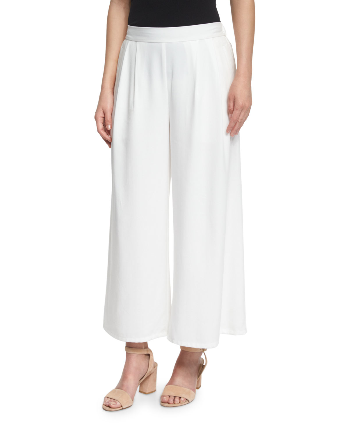 Eileen fisher Woven Tencel® Grain Wide-leg Cropped Pants in White | Lyst