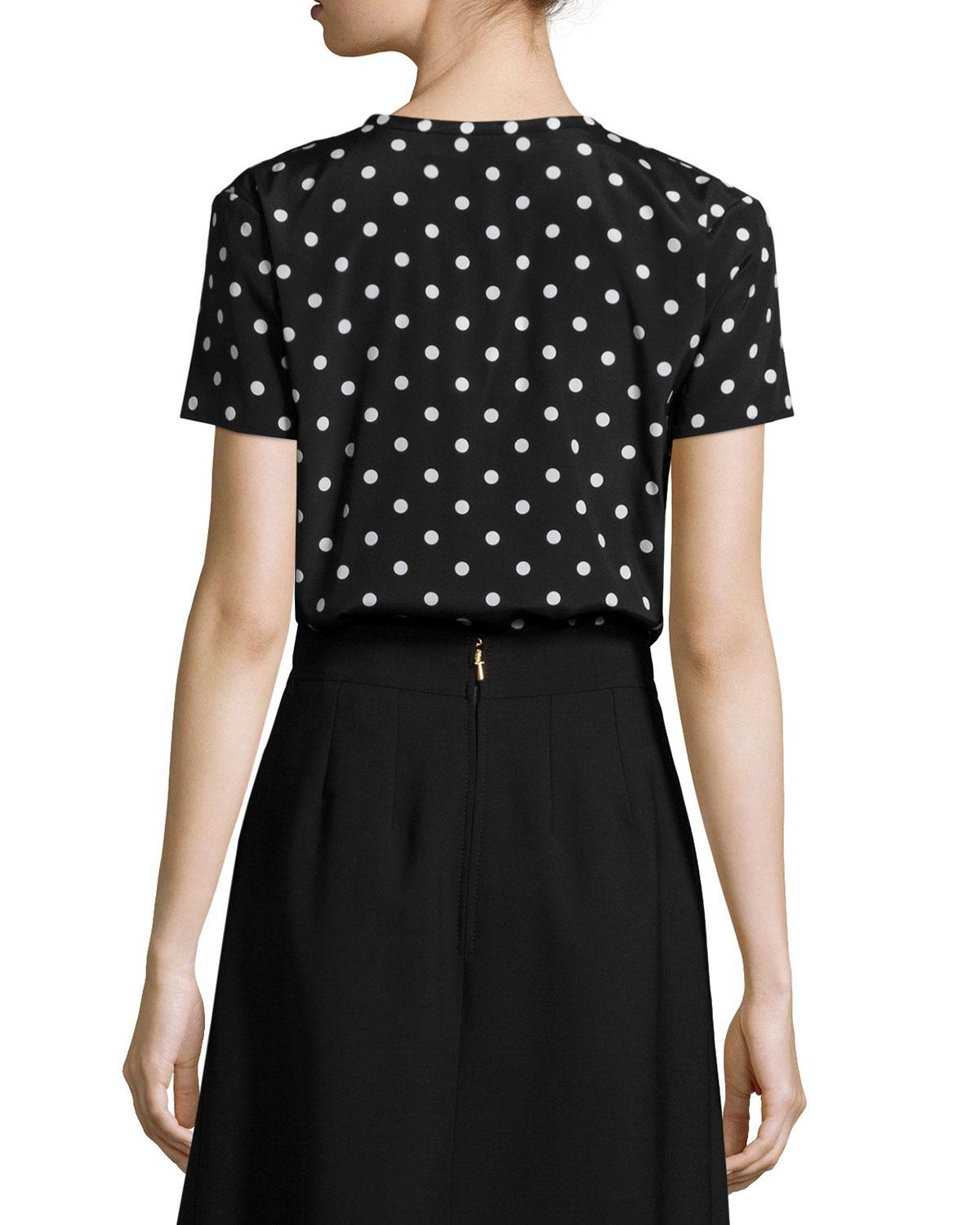 polka dot short sleeve blouse