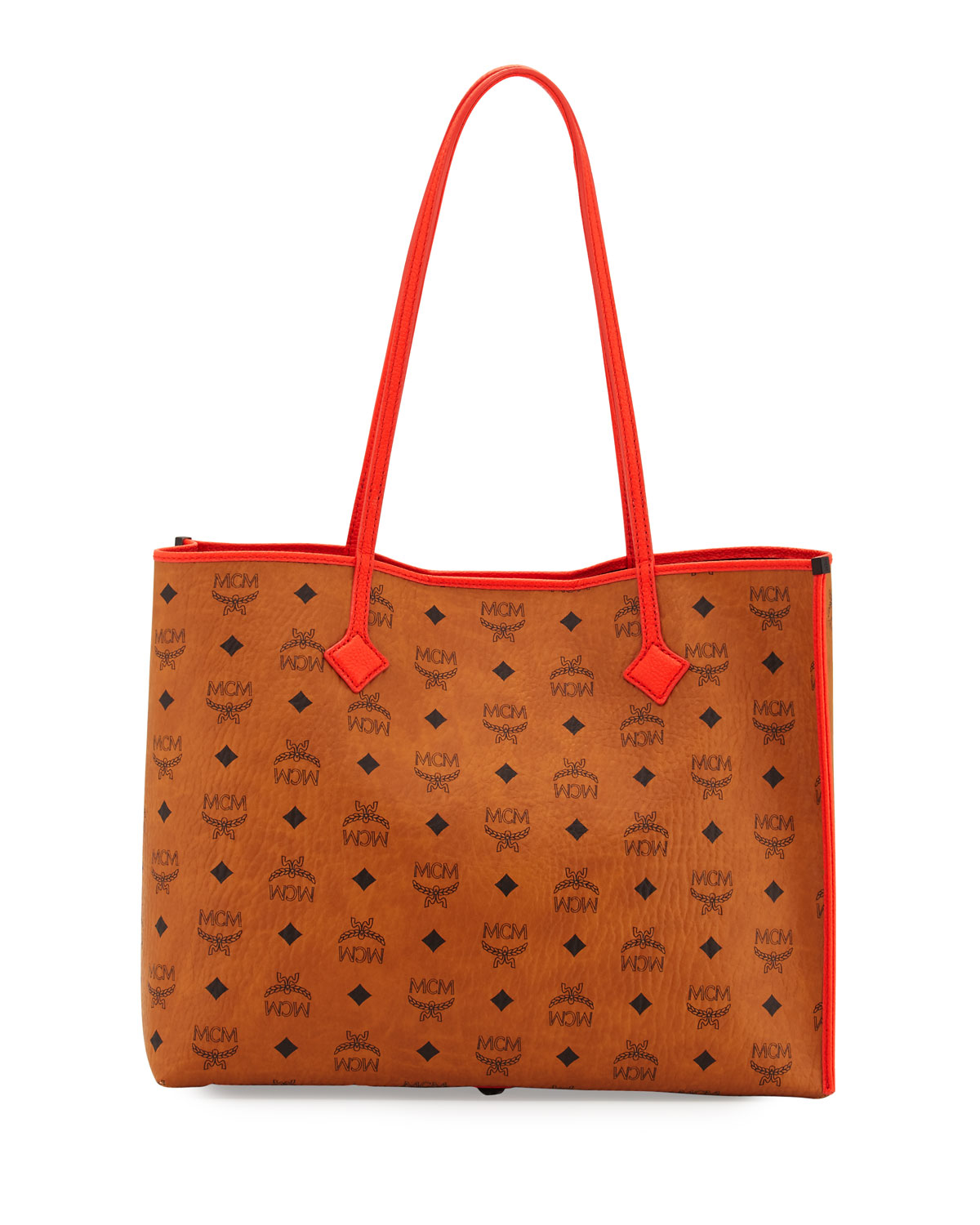 Mcm Kira Medium Visetos Shopper Shoulder Tote Bag in Orange | Lyst