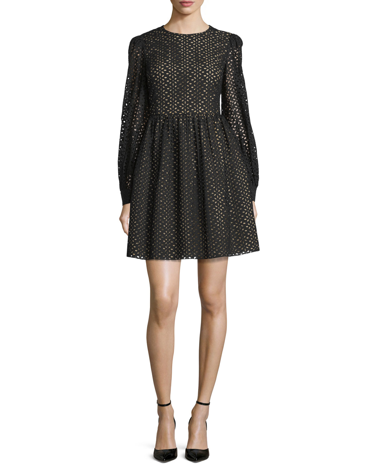 Mk dress black silver long sleeve mini dress