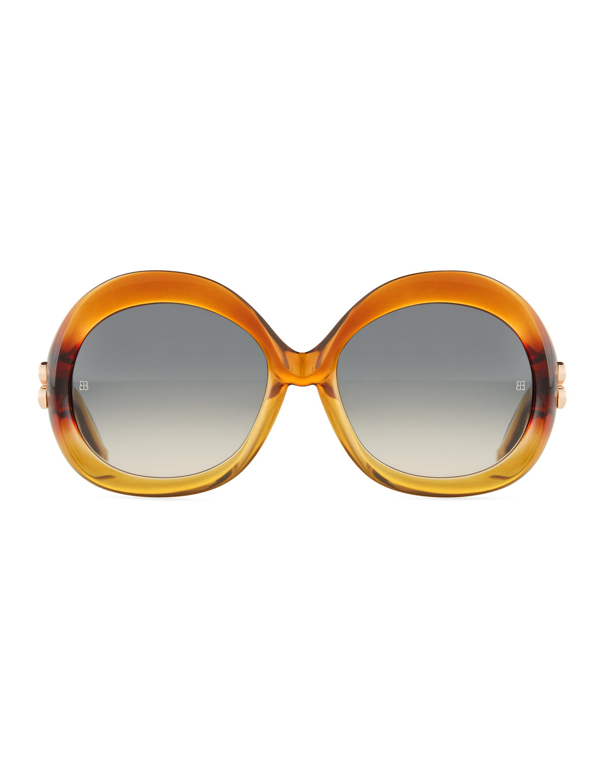 Balenciaga Round Acetate Sunglasses in Orange