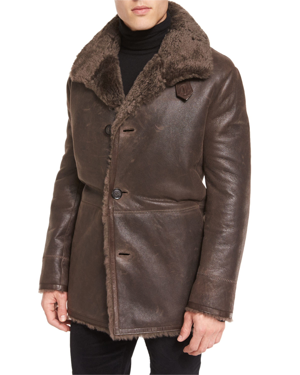 leather and shearling coat
