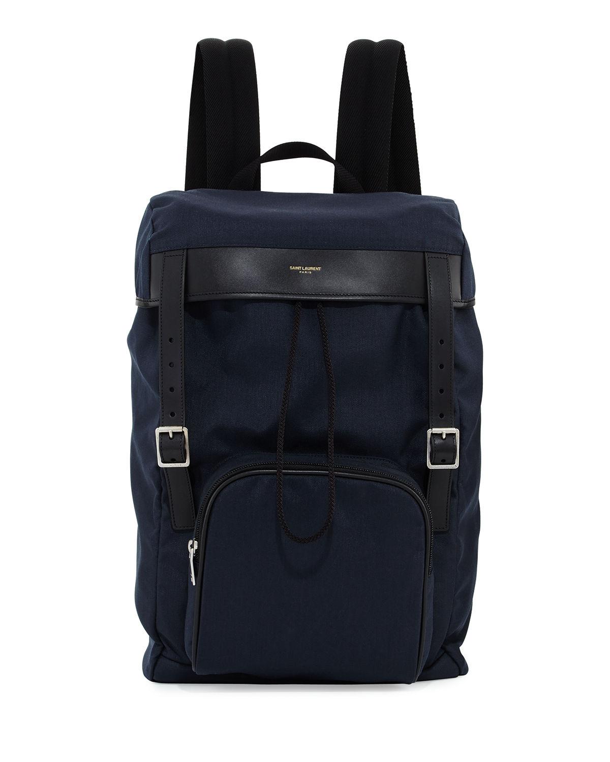 Saint laurent Men&#39;s Utilitarian Hunting Backpack With Leather Trim in Blue for Men | Lyst
