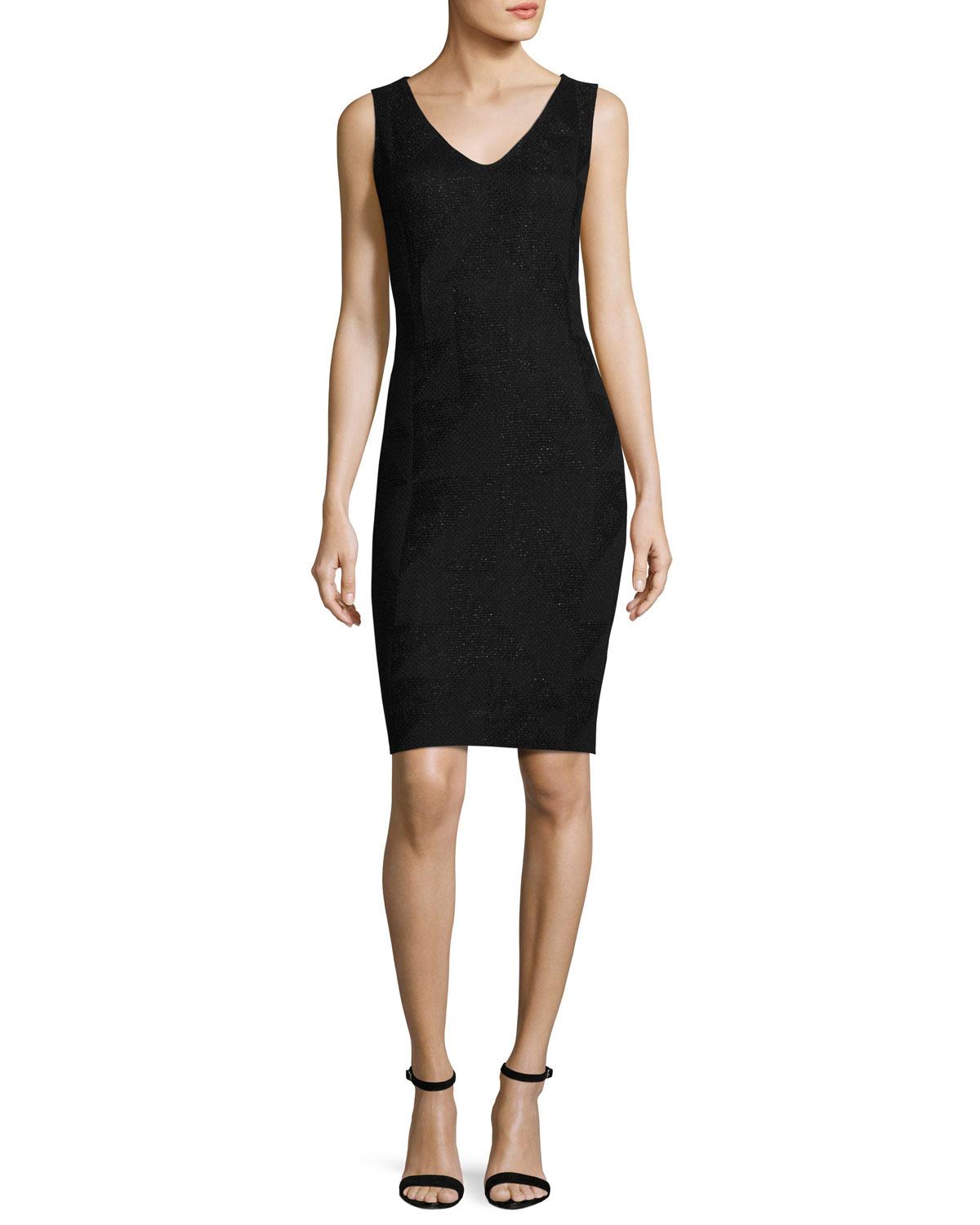 St. john Kiyala Sleeveless Vneck Knit Dress in Black Lyst